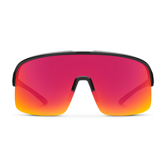 Amplify Sunglasses - Black Frame with Polarized Red Mirror Lens for Men & Women - UV Protection, Anti-Glare - Perfect for Driving, Running, Outdoor Sports & Beach Activities