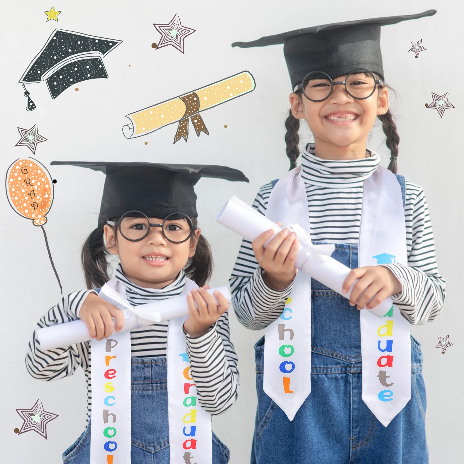 24 Pcs Kids Graduation Stoles - Bulk Preschool Sash for Graduation Gifts & Parties