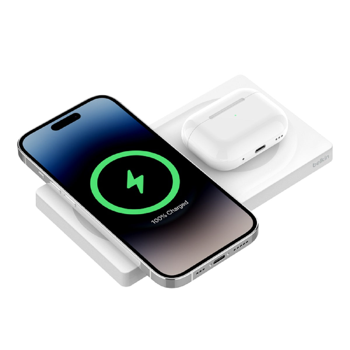 Belkin BoostCharge Pro MagSafe 2-in-1 Wireless Charging Pad 15W Fast Charging for iPhone & AirPods - Perfect for Home, Office & Travel