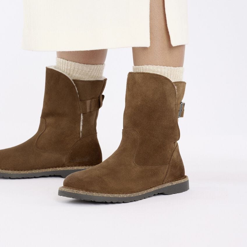 Birkenstock Uppsala Shearling Suede Leather Sandals in Dark Tea - Cozy Winter Slippers for Indoor & Outdoor Comfort