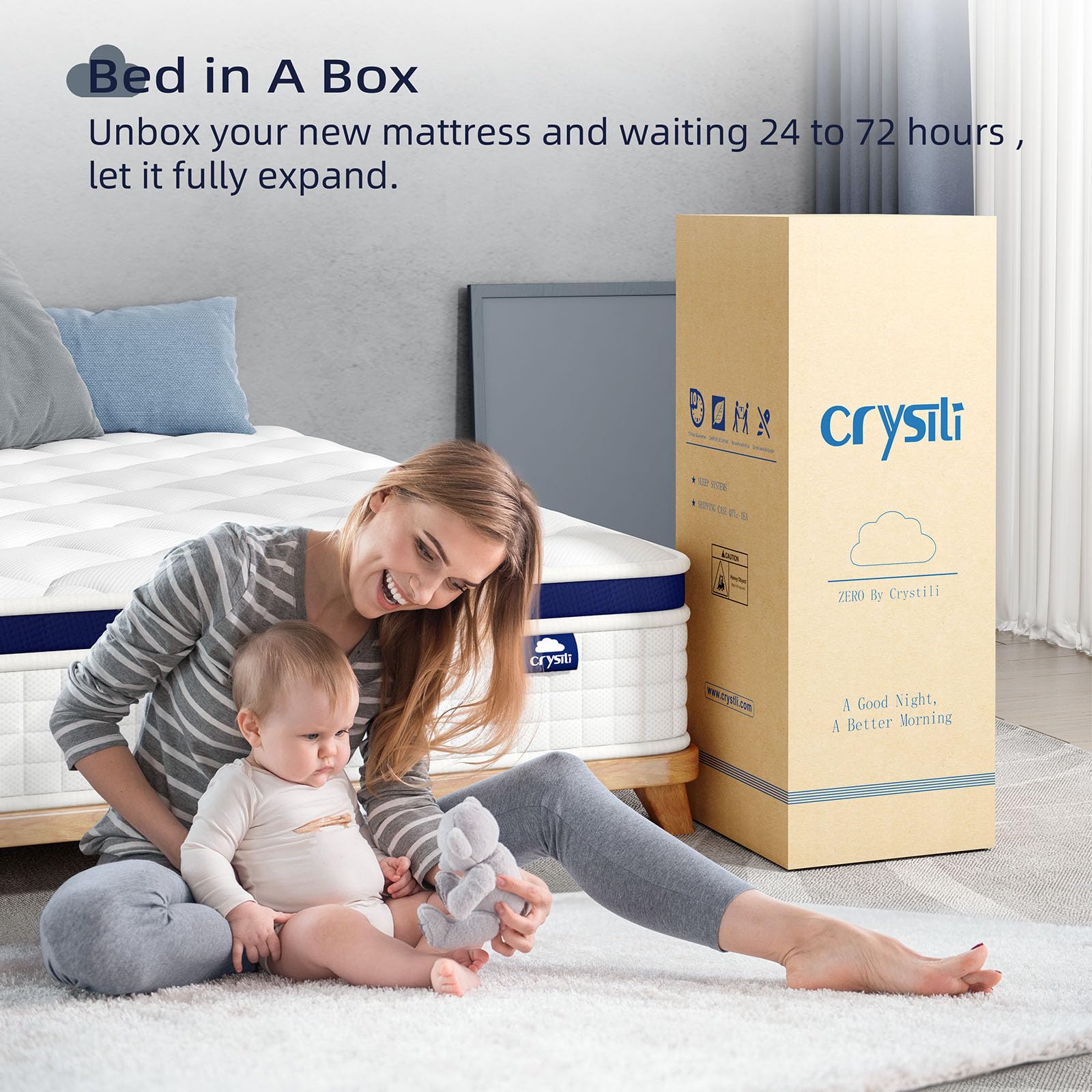 **10 Inch Hybrid Queen Mattress in a Box - Zero Pressure Foam & Innerspring for Pressure Relief & Motion Isolation, Medium Firm, CertiPUR-US Certified - Perfect for Back Pain Relief & Couples**
