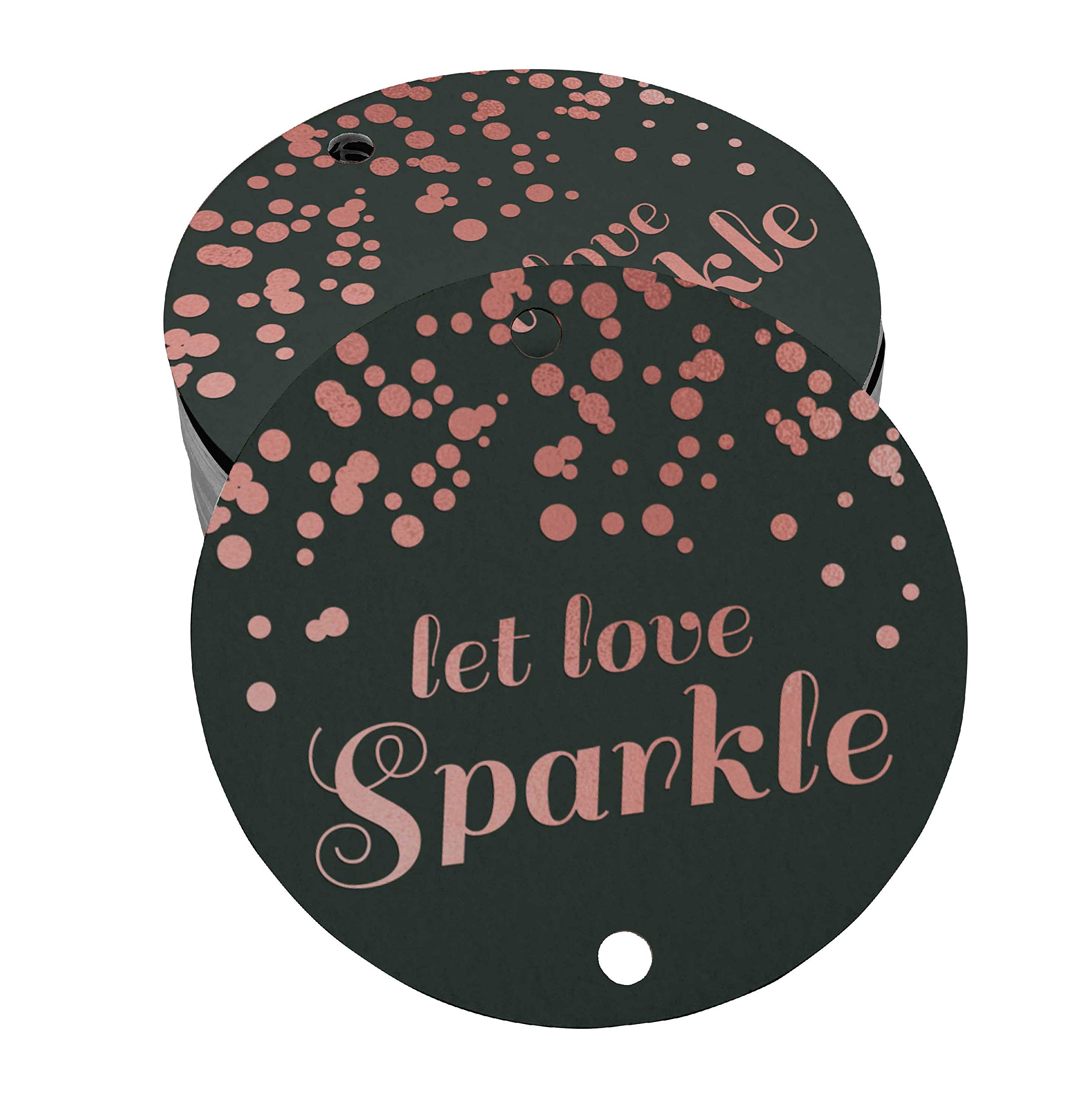 50pcs Real Rose Gold Foil Wedding Favor Tags - Elegant 'Let Love Sparkle' Hanging Paper Tags for Wedding Decor, Bridal Shower & Anniversary Celebrations
