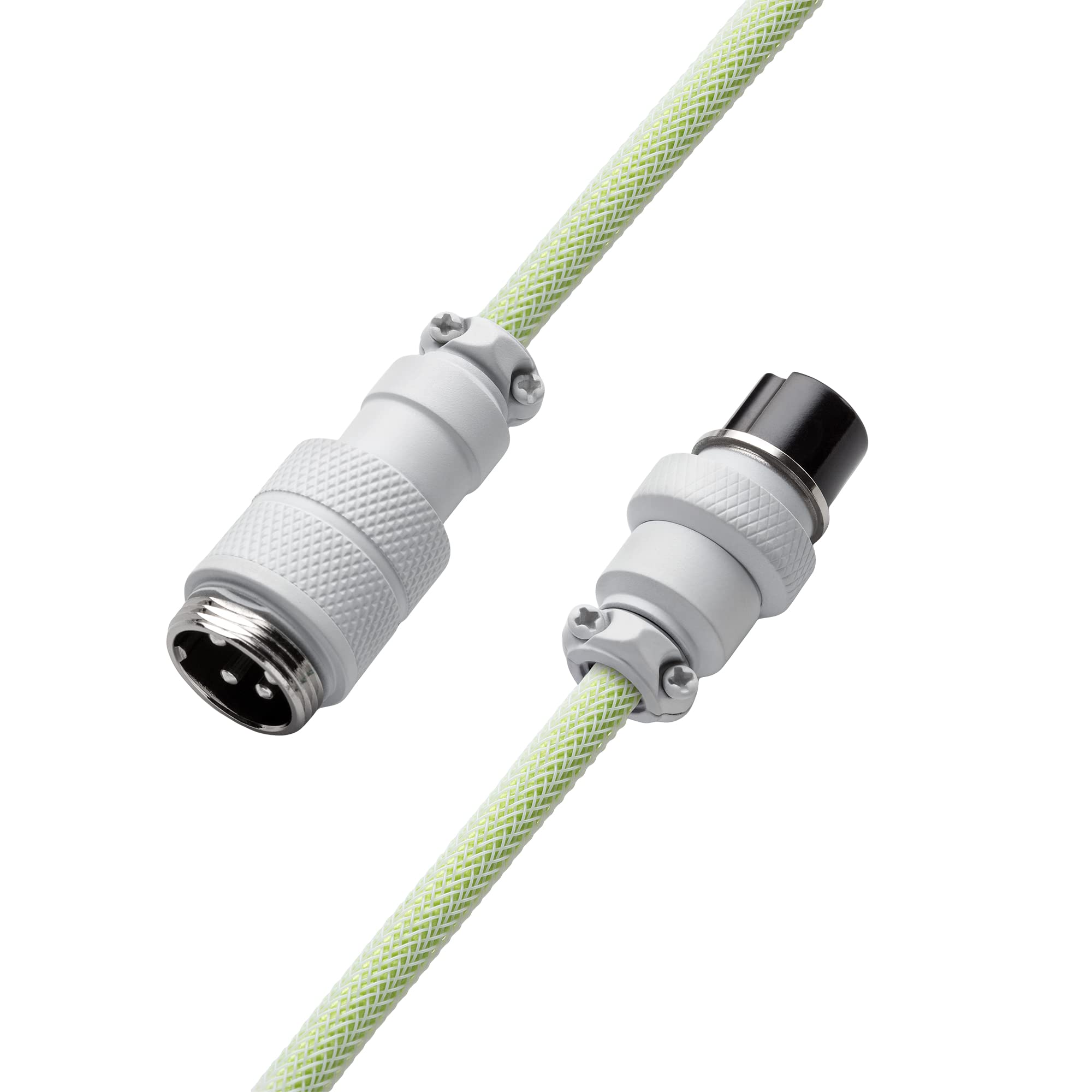 Premium Coiled USB A to USB C Keyboard Cable - 150cm Lime Sorbet Braided Cord for Mechanical Keyboards (Gaming, Office, Typing Setup)