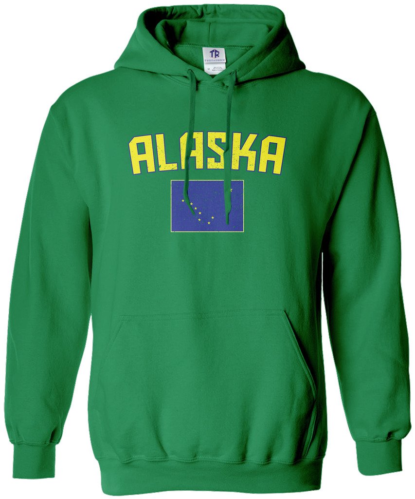 Threadrock Women's Alaska Flag Hoodie - Cozy Fleece Pullover Sweatshirt with State Pride Design | Perfect for Outdoor Adventures, Casual Wear & Travel