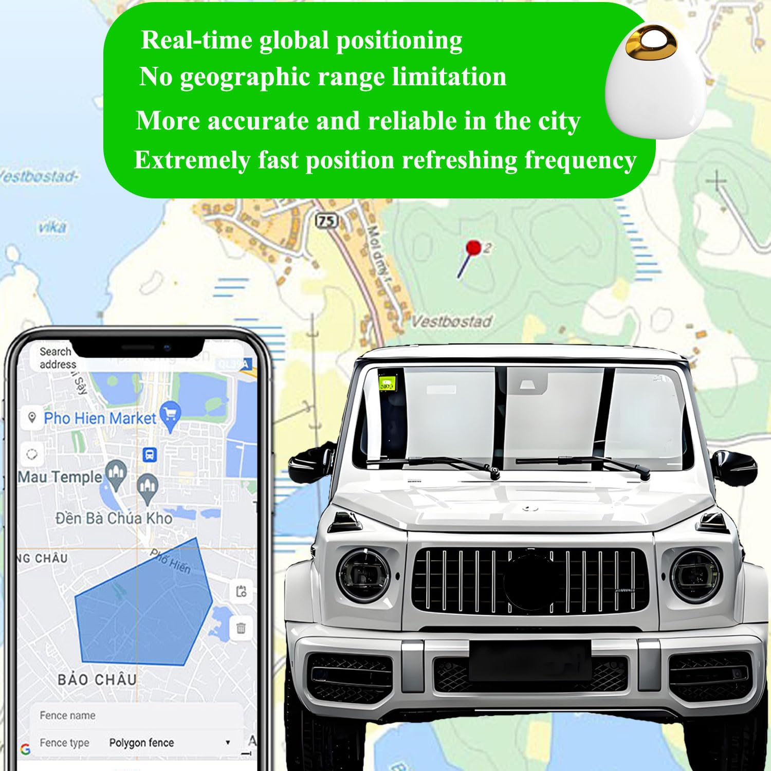 Mini GPS Tracker for Vehicles, Cars, Pets & Keys - Real-Time Global Tracking Compatible with Apple & Android - No Subscription/Monthly Fee - Perfect for Travel, Fleet Management & Asset Security
