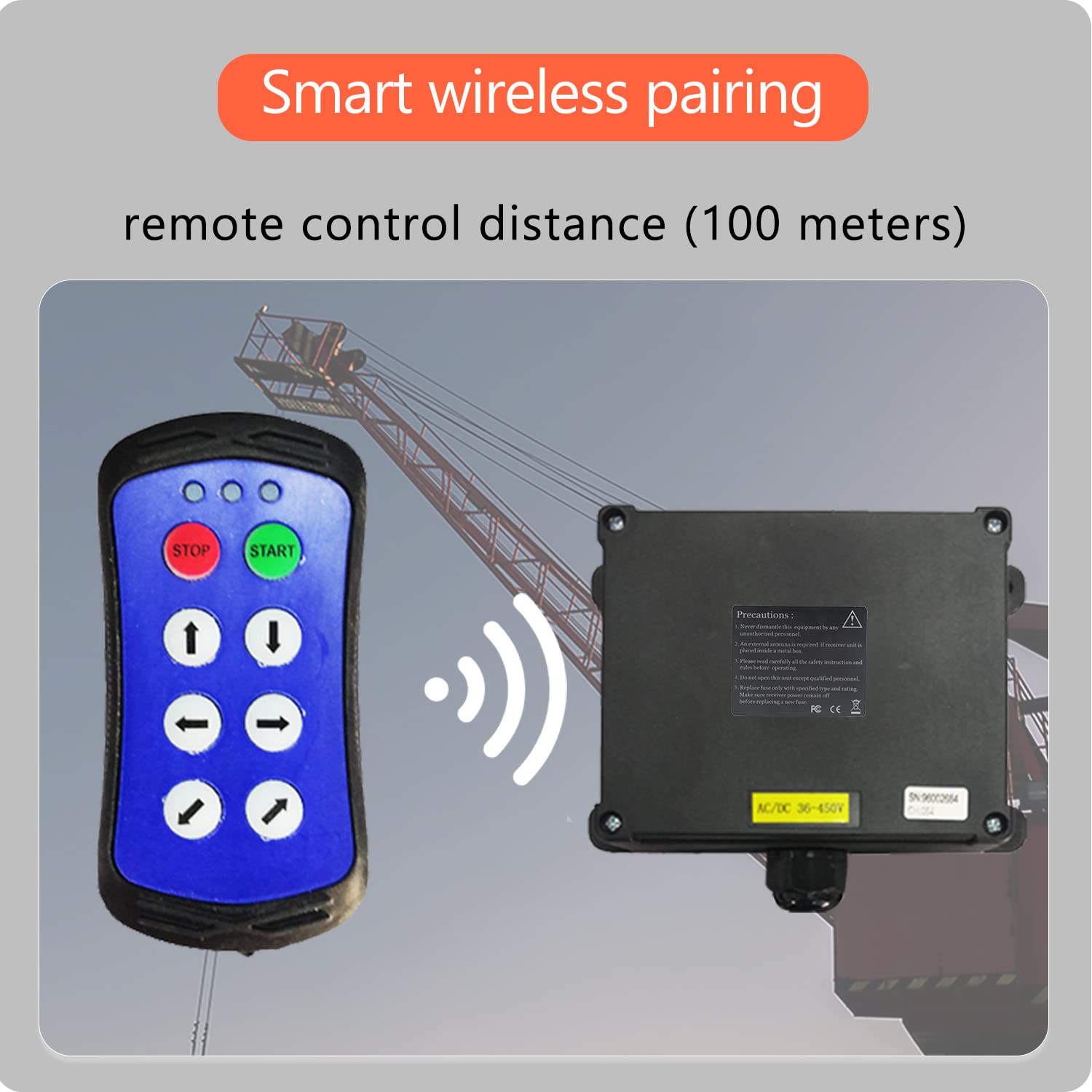 Wireless Crane Remote Control - A600 12V Electric Chain Hoist Transmitter & Receiver with 6-Button Truck Tailgate Switch | for Construction, Warehouse Lifting, and Industrial Material Handling