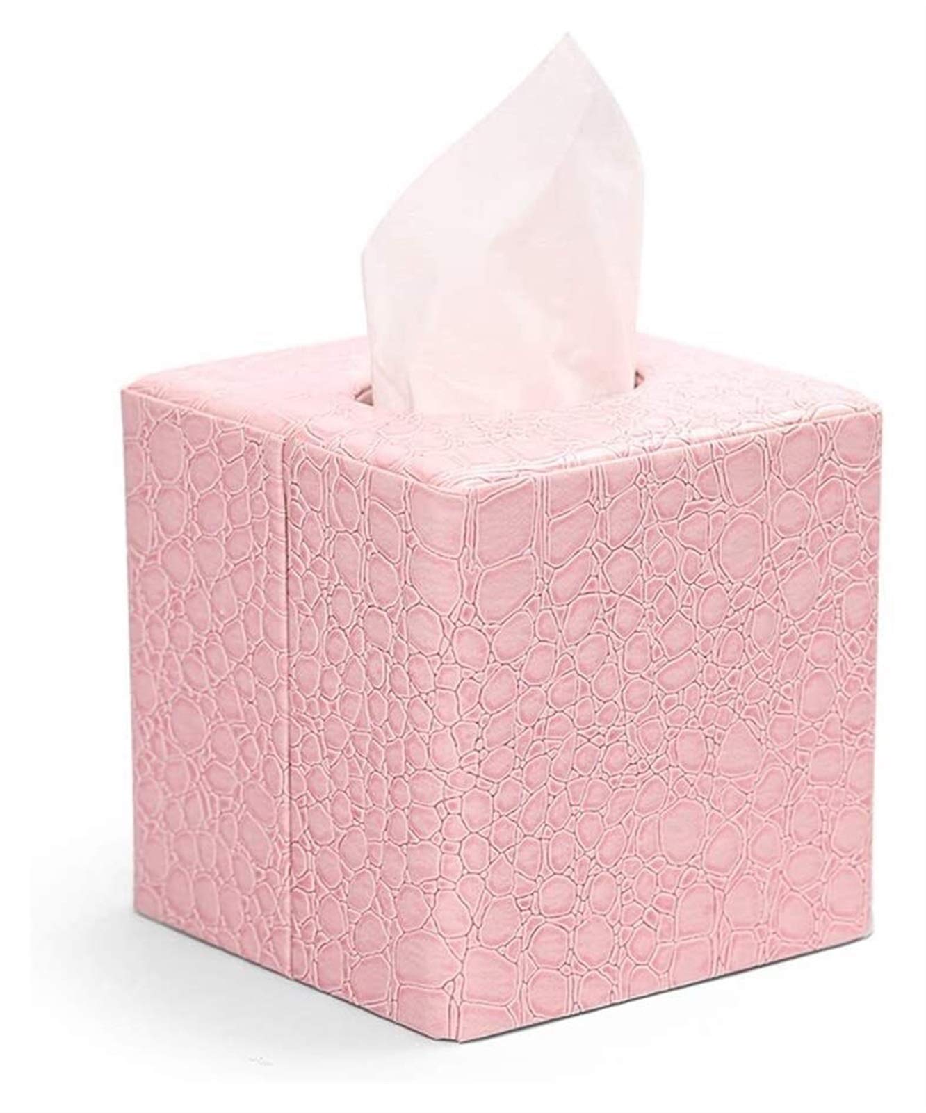 Modern PU Leather Multifunctional Tissue Box Holder - Square Cube Napkin Storage Cover for Home, Office, Hotel Decoration | Stylish Pink Tissue Paper Organizer | Perfect for Living Room, Bedroom & Bathroom Organization