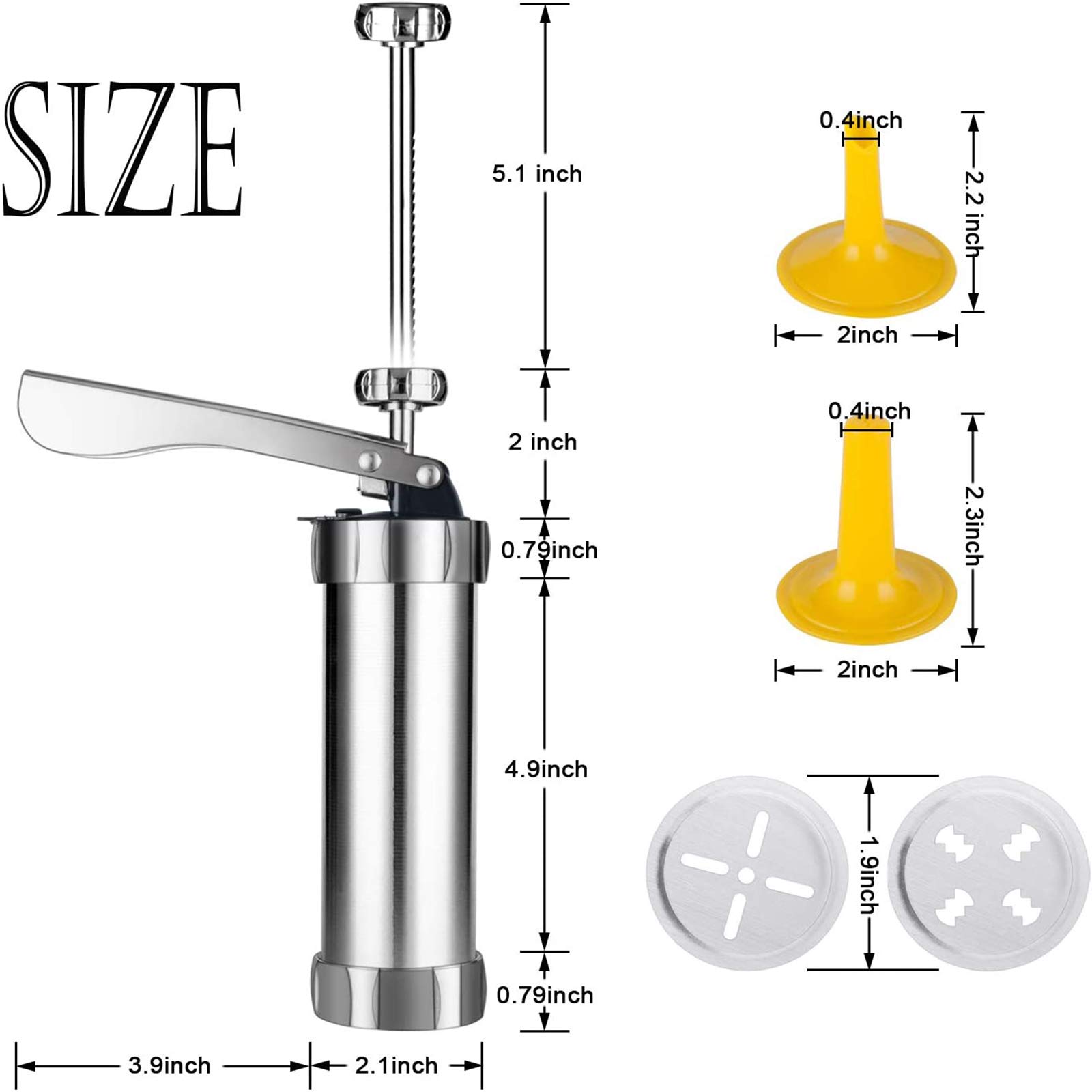 Stainless Steel Cookie Press Machine - 20 Discs & 4 Icing Tips for Biscuits, Churros, Cookies - Perfect for Holiday Baking, Party Treats & Homemade Desserts