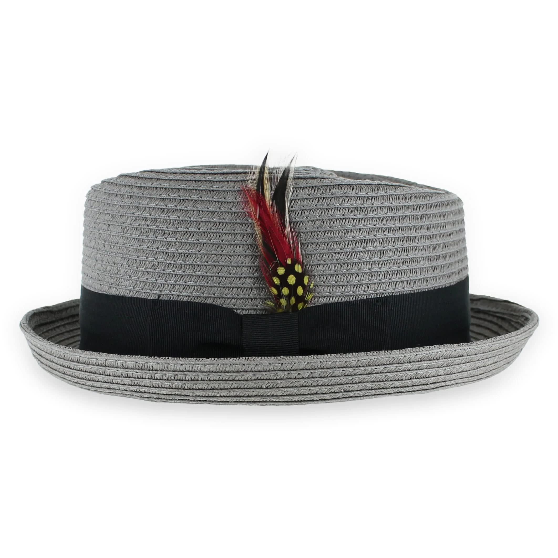 Stylish Summer Straw Pork Pie Trilby Fedora Hat for Men & Women - Breathable Lightweight Sun Hat in Blue, Tan, Black | Perfect for Beach, Outdoor Activities & Fashion Accessories