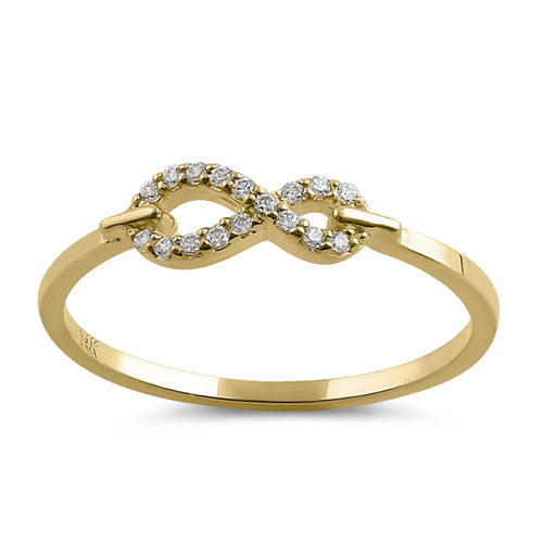 14K Solid Yellow Gold Infinity CZ Ring for Women - Trendy Cubic Zirconia Jewelry Gift for Anniversary, Birthday & Special Occasions
