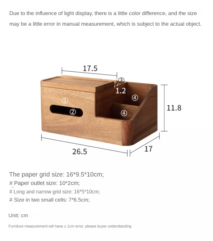 Premium Black Walnut & Acacia Solid Wood Multi-Functional Tissue Box Holder - Handcrafted Home Decor for Living Room, Bedroom & Office