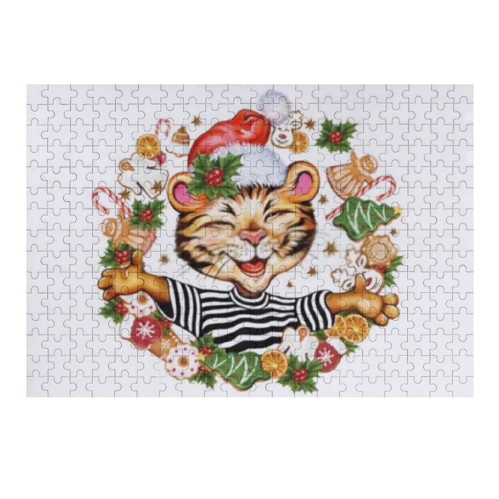 500-Piece Cartoon Tiger & Gingerbread Christmas Jigsaw Puzzle for Adults, Teens & Kids - Fun Family Game, Creative Gift Idea for Holidays & Parties