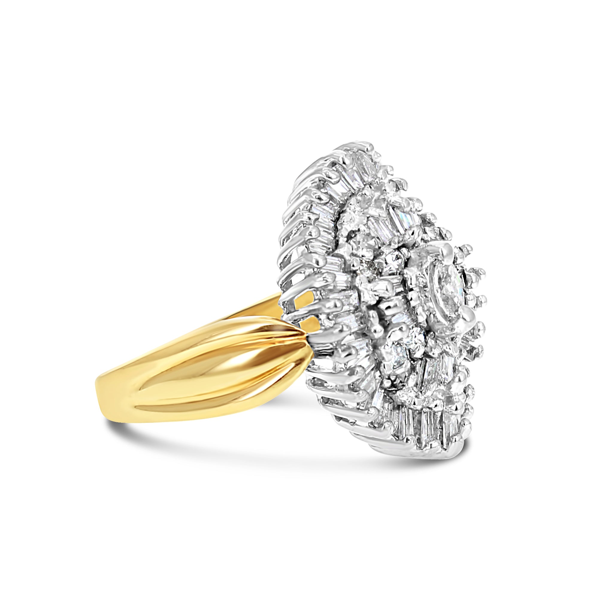 Elegant Marquise & Tapered Baguette Diamond Ring for Women - Perfect for Engagement, Wedding, Anniversary & Special Occasions