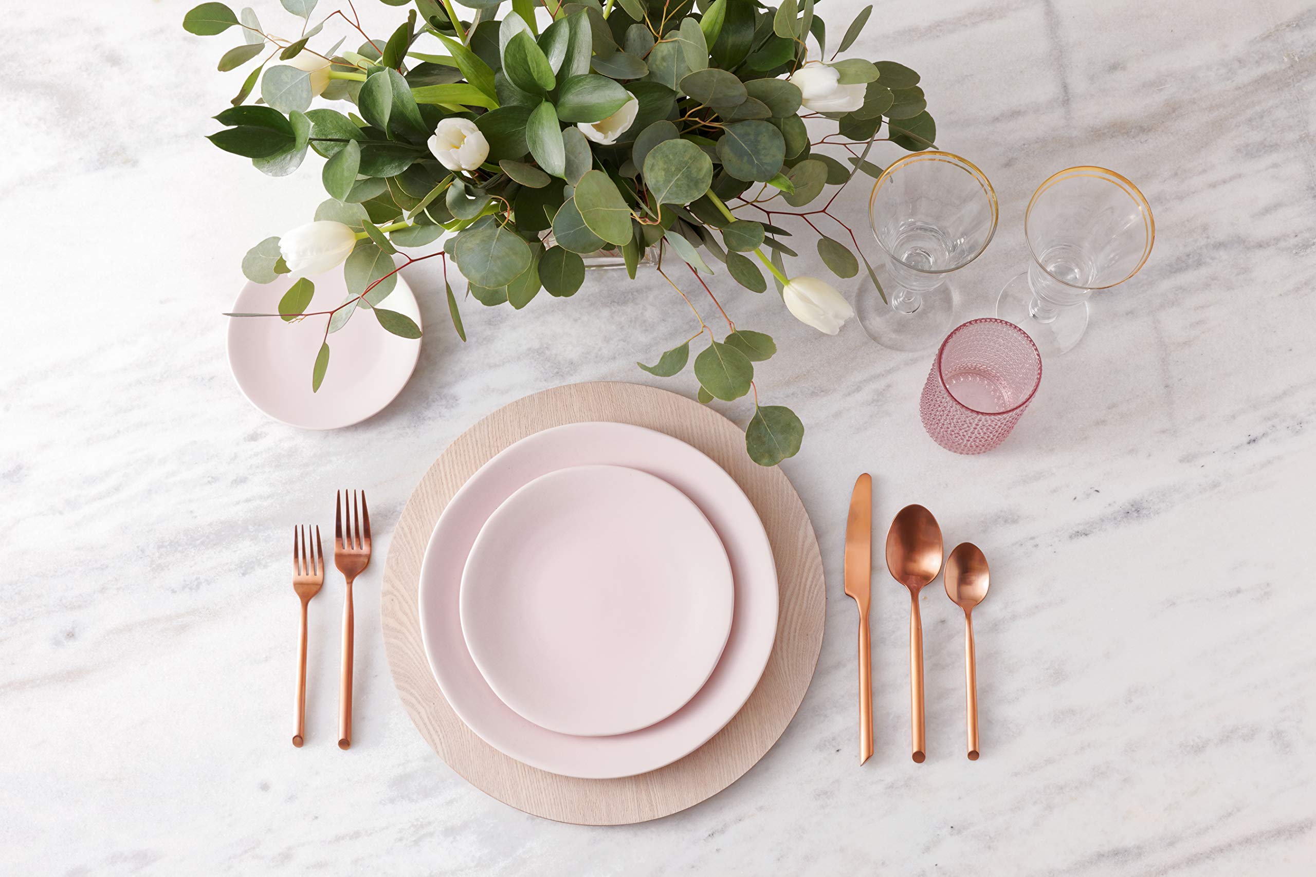 Fortessa Vitraluxe Heirloom Bread & Butter Plates - Set of 4, 6.25-Inch Elegant Dinnerware in Blush Pink - Perfect for Breakfast, Brunch, and Formal Dining