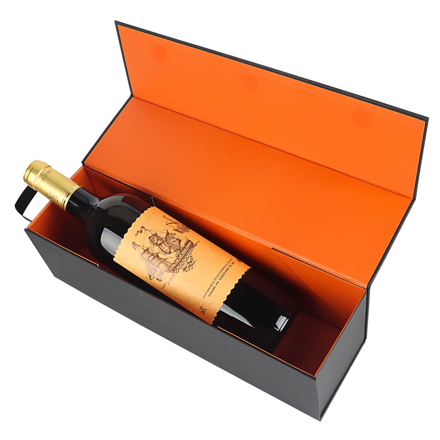 Premium Magnetic Collapsible Wine Gift Box 12.8x3.8x3.8 Inches - Elegant Gold Bottle Packaging for Liquor, Champagne & Holiday Presents - Perfect for Christmas Gifts, Housewarming Parties & Anniversary Celebrations