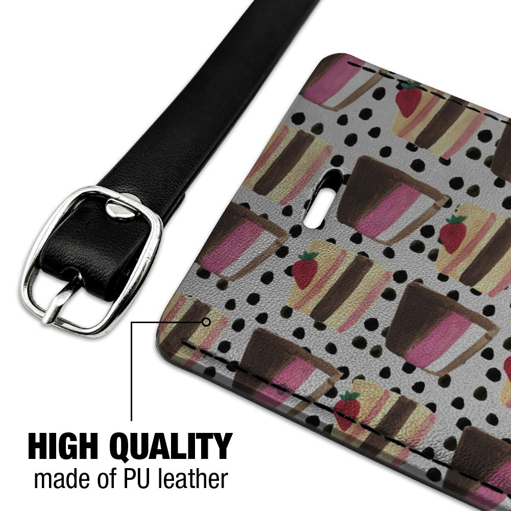 Stylish Rectangle Leather Luggage Tag with Slice of Cake Pattern - Durable Suitcase ID Card Holder for Carry-On Bags | Perfect for Travel, Business Trips & Vacation Identification