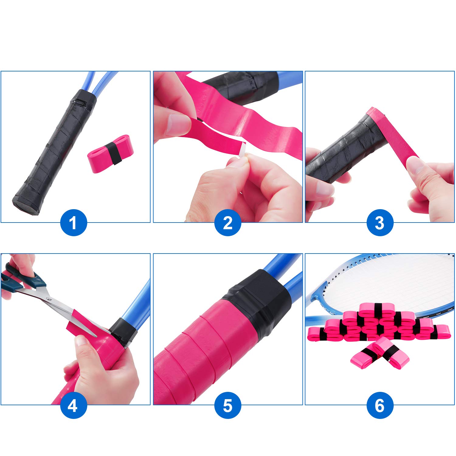 12-Pack Tennis & Badminton Racket Grip Tape Overgrips - Anti-Slip, Sweat Absorbent, Enhanced Performance for Sports & Training