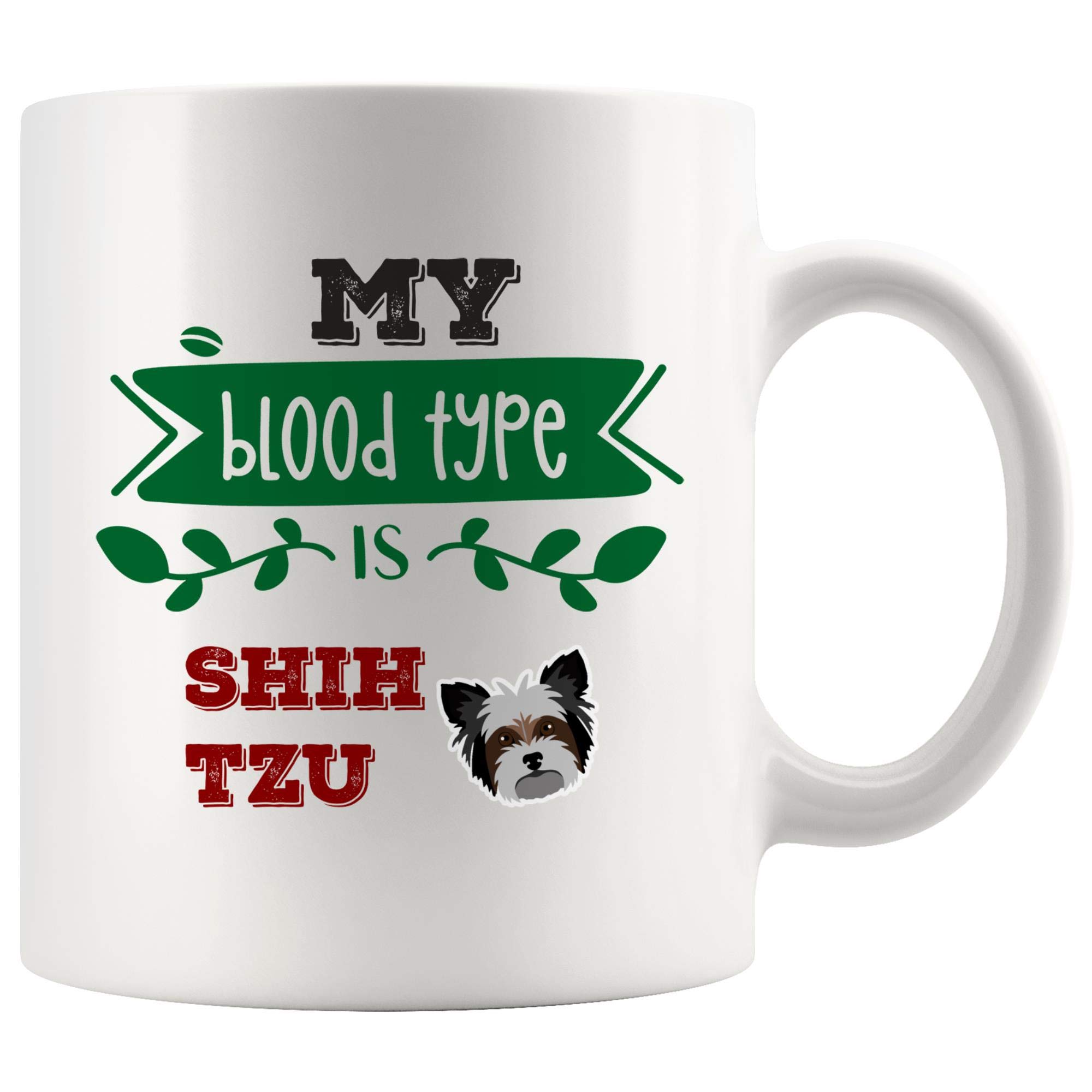 Personalized DNA Blood Type Shih Tzu Coffee Mug - Cute Dog Lover Gift for Mom, Dad, Grandma & Grandpa - Funny Pet Owner Tea Cup for Puppy Lovers | Perfect for Home, Office Use or as Birthday Gift