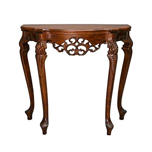 Half Moon Wood Console Table - Solid Wood Entryway Sofa Table with Storage Shelf | Perfect for Living Room, Hallway, or Bedroom Decor