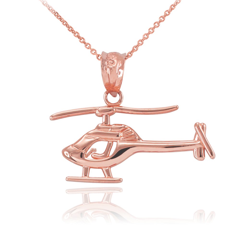 10K Rose Gold Helicopter Charm Pendant Necklace for Women - Dainty Aviation Jewelry Gift for Pilots, Flight Attendants & Travel Lovers - Perfect for Everyday Wear & Special Occasions