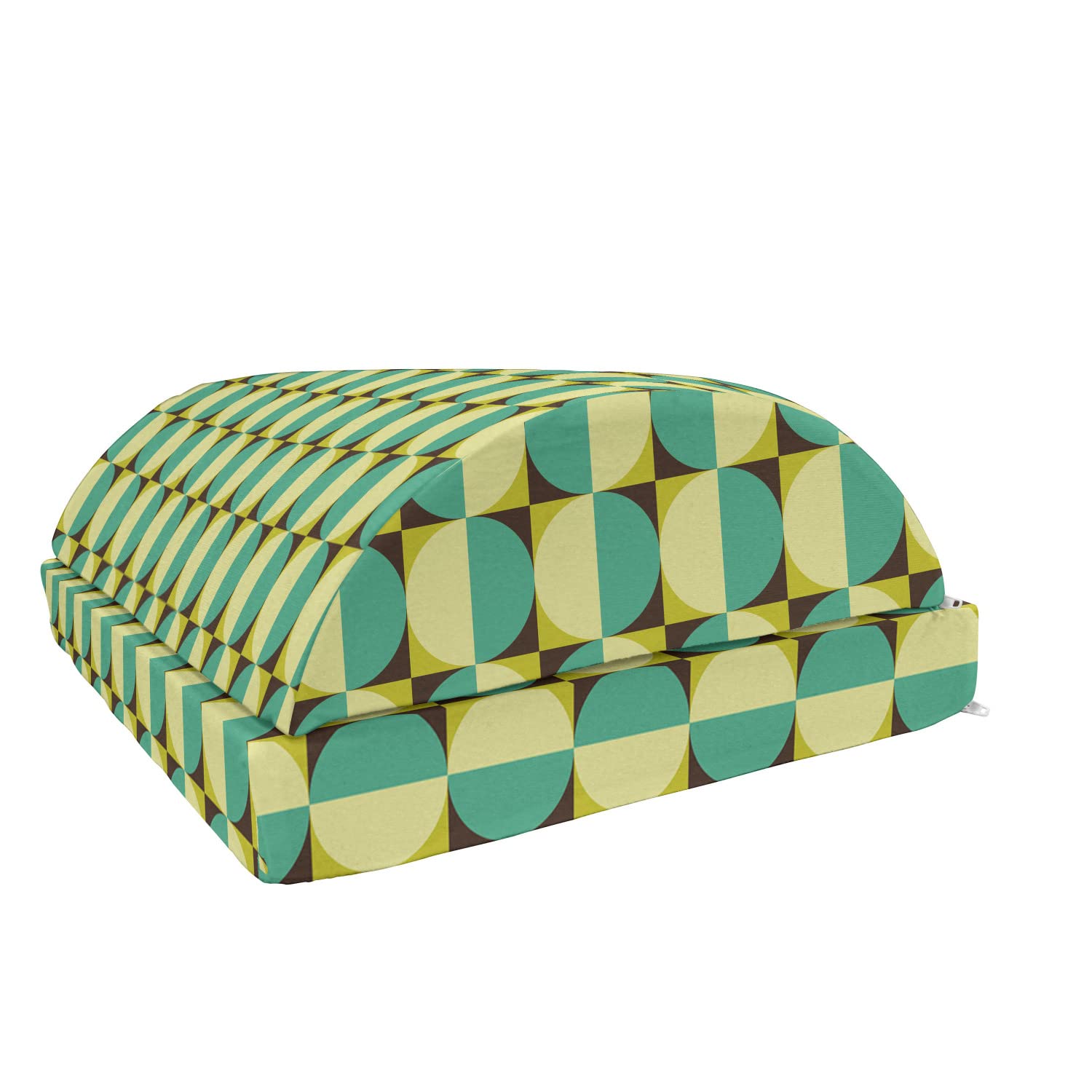 Ambesonne Geometric Foot Rest with Non-Slip Backing - Adjustable Ergonomic Memory Foam Leg Support for Office & Home - Cream Seafoam Design with Dichromatic Circles & Squares - Perfect for Work Desks, Gaming Chairs, and Relaxation