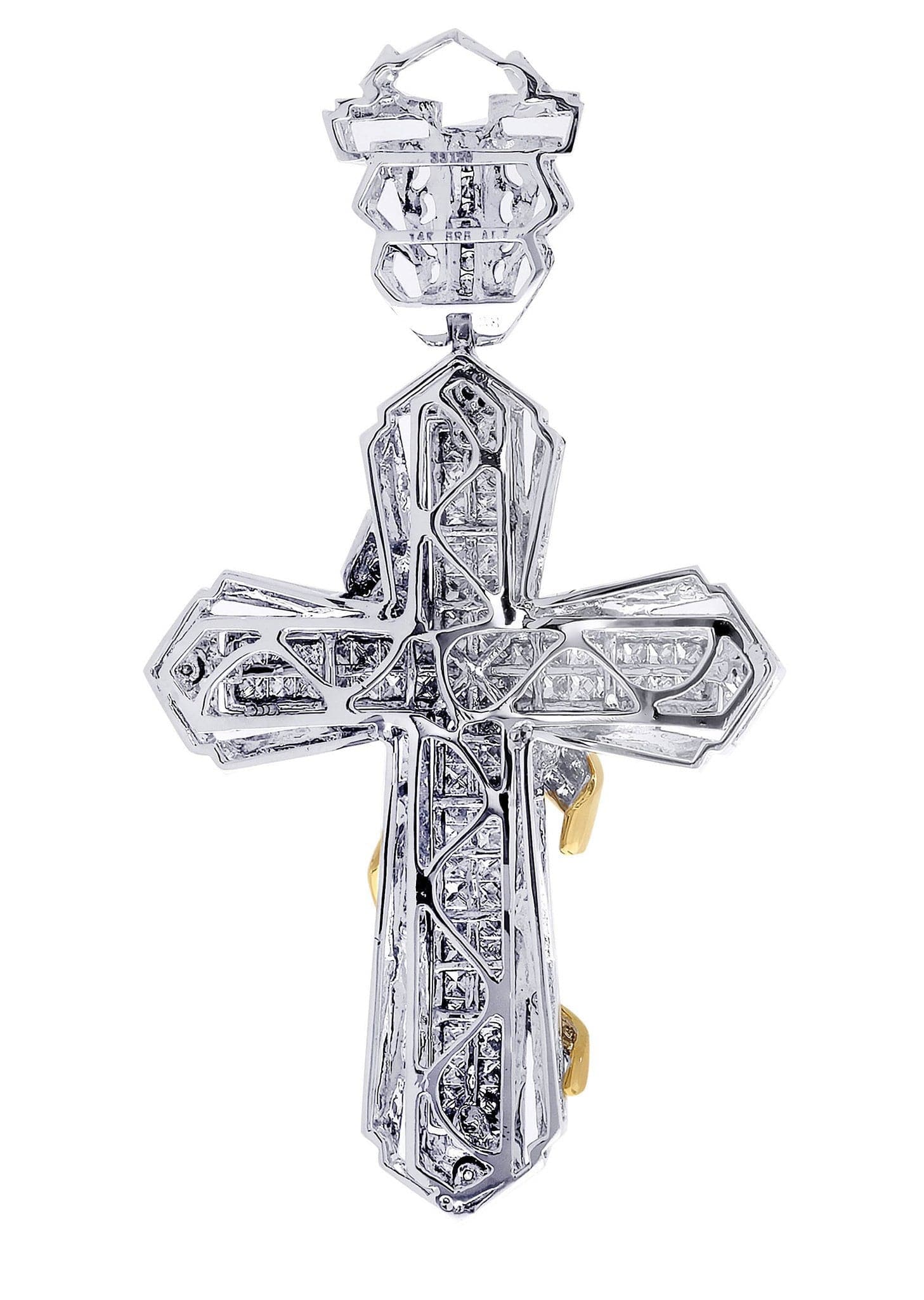 3.57 Carat Diamond Cross Pendant Necklace - 19.95 Grams Solid Gold Religious Jewelry for Women - Perfect for Baptism, First Communion & Special Occasions