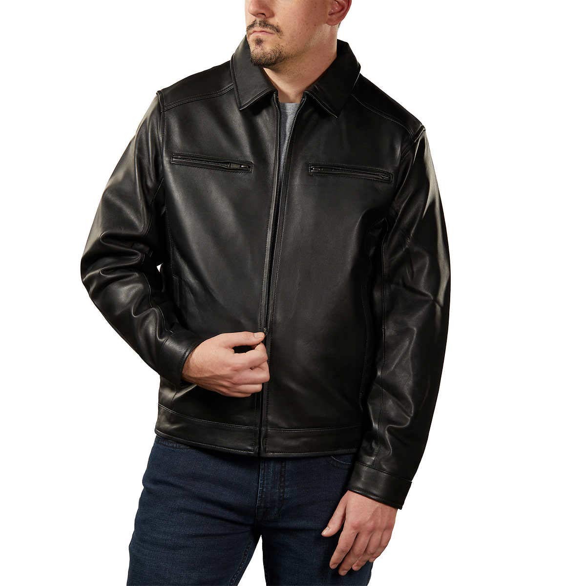 Premium Men's Genuine Leather Jacket - Classic Biker Style for Motorcycle Riding & Casual Wear - Durable & Stylish Outerwear for Fall & Winter