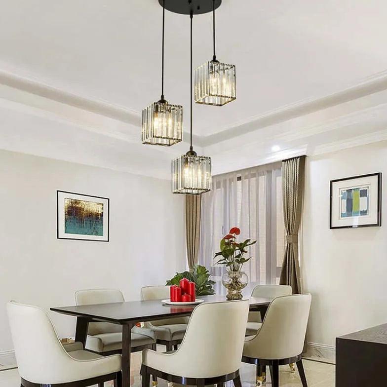 Clear Cylindrical Glass Pendant Light Fixture - Modern Hanging Lamp for Kitchen Island, Dining Room & Bedroom Lighting Decor