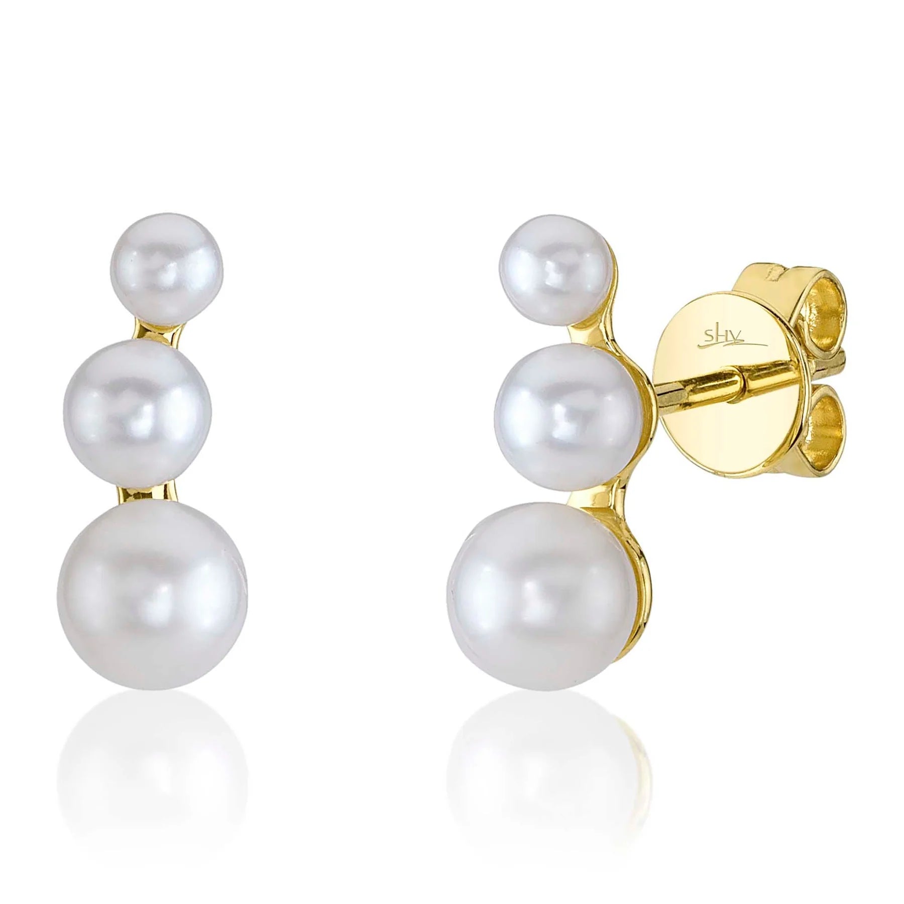 Elegant Cultured Pearl Stud Earrings for Women - Classic Round White Pearl Jewelry for Wedding, Party & Everyday Wear