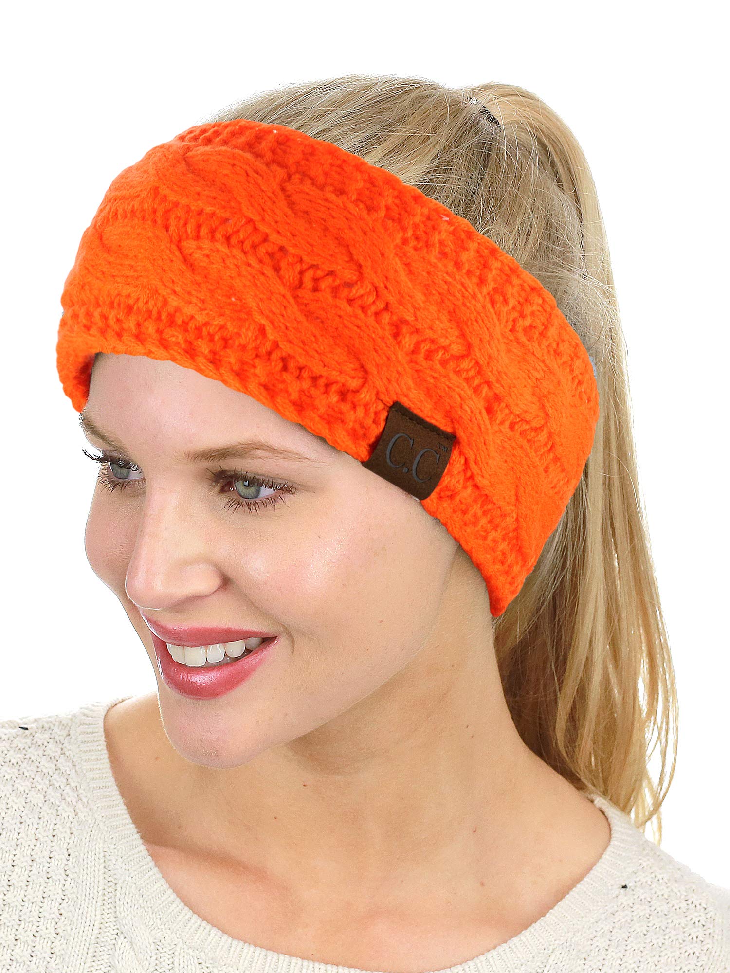 Soft Stretch Winter Warm Cable Knit Fuzzy Lined Ear Warmer Headband for Women & Men - Cozy Cold Weather Accessory for Skiing, Running, Hiking & Outdoor Activities