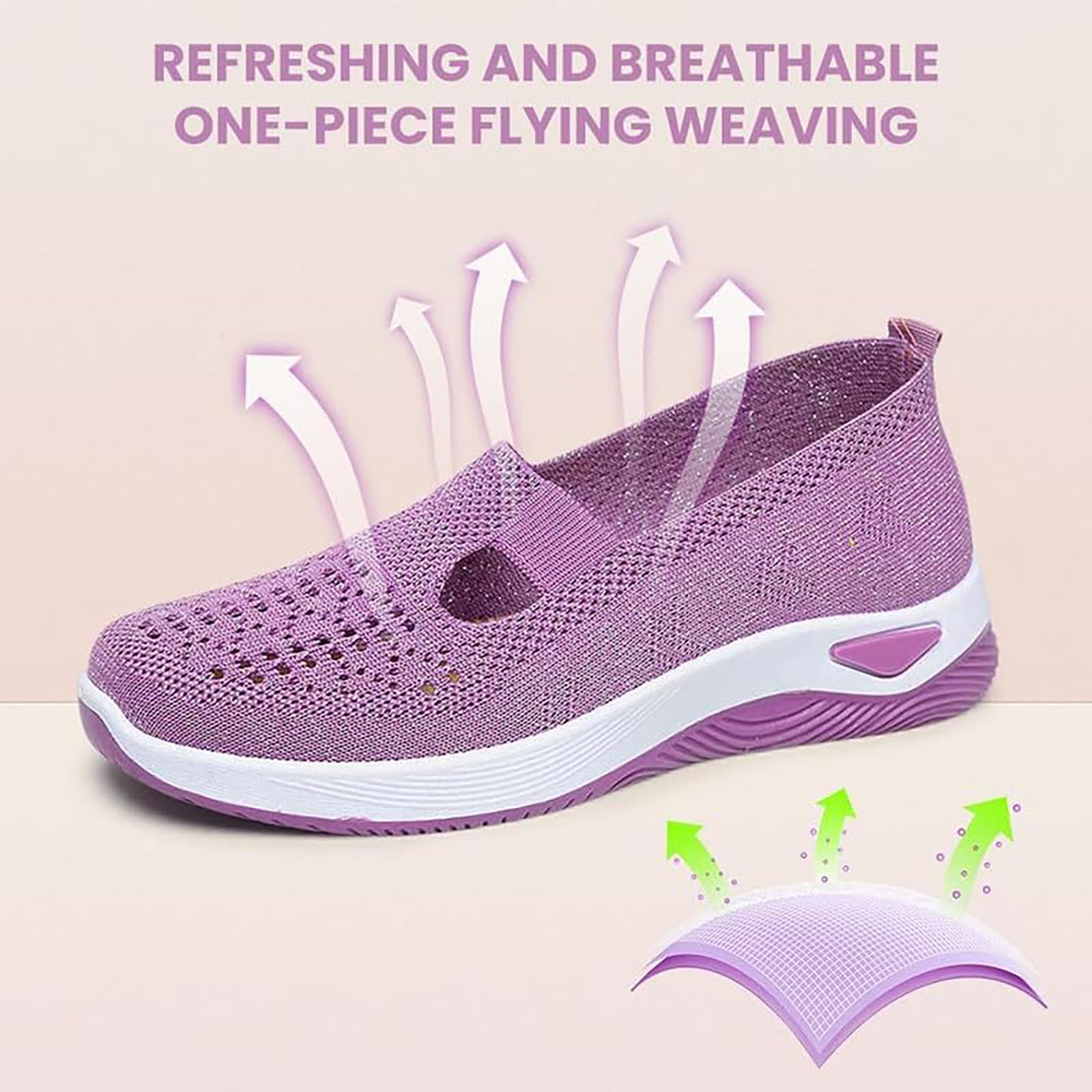 2024 Women's Woven Orthopedic Breathable Sneakers - Arch Support Slip-On Shoes with Soft Sole | Comfortable Hands-Free Walking Shoes for Work, Travel & Daily Wear