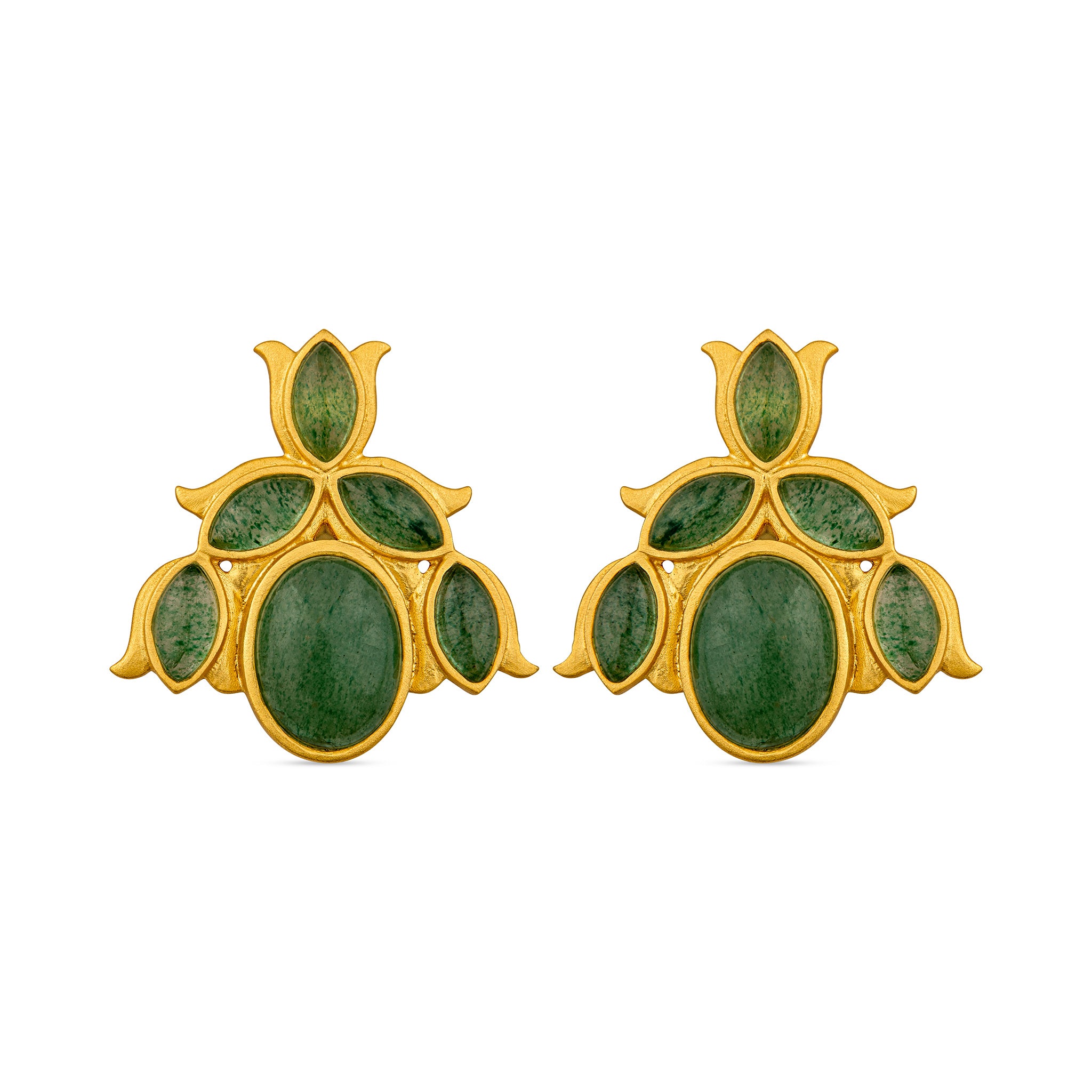 Bluebell Stud Earrings - Green Strawberry Quartz Gemstone Jewelry for Women | Dainty Floral Earrings for Everyday Wear & Special Occasions