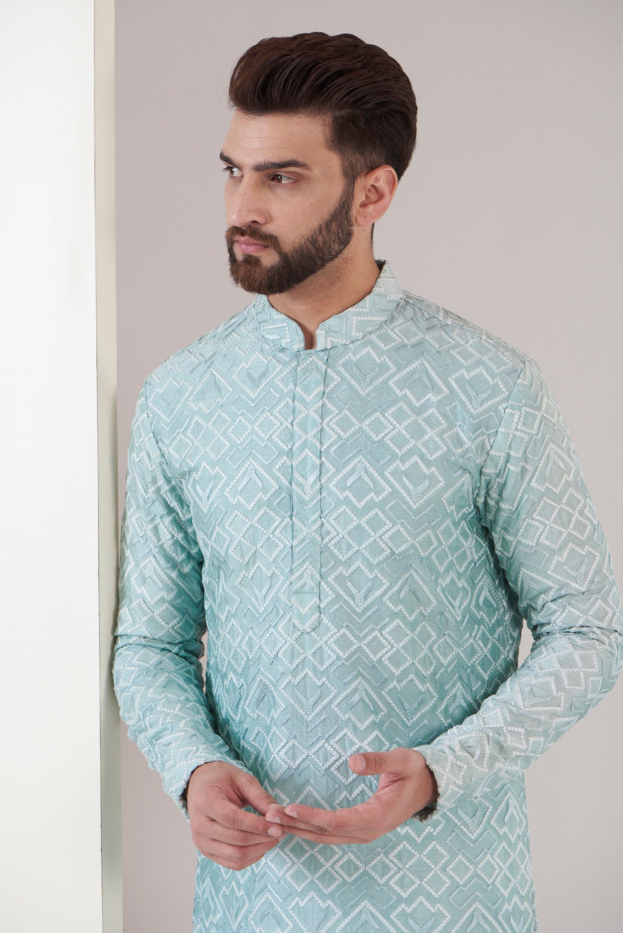 Elegant Mint Blue Chikankari Kurta for Women - Traditional Indian Embroidered Tunic Top - Perfect for Festivals, Weddings & Casual Wear