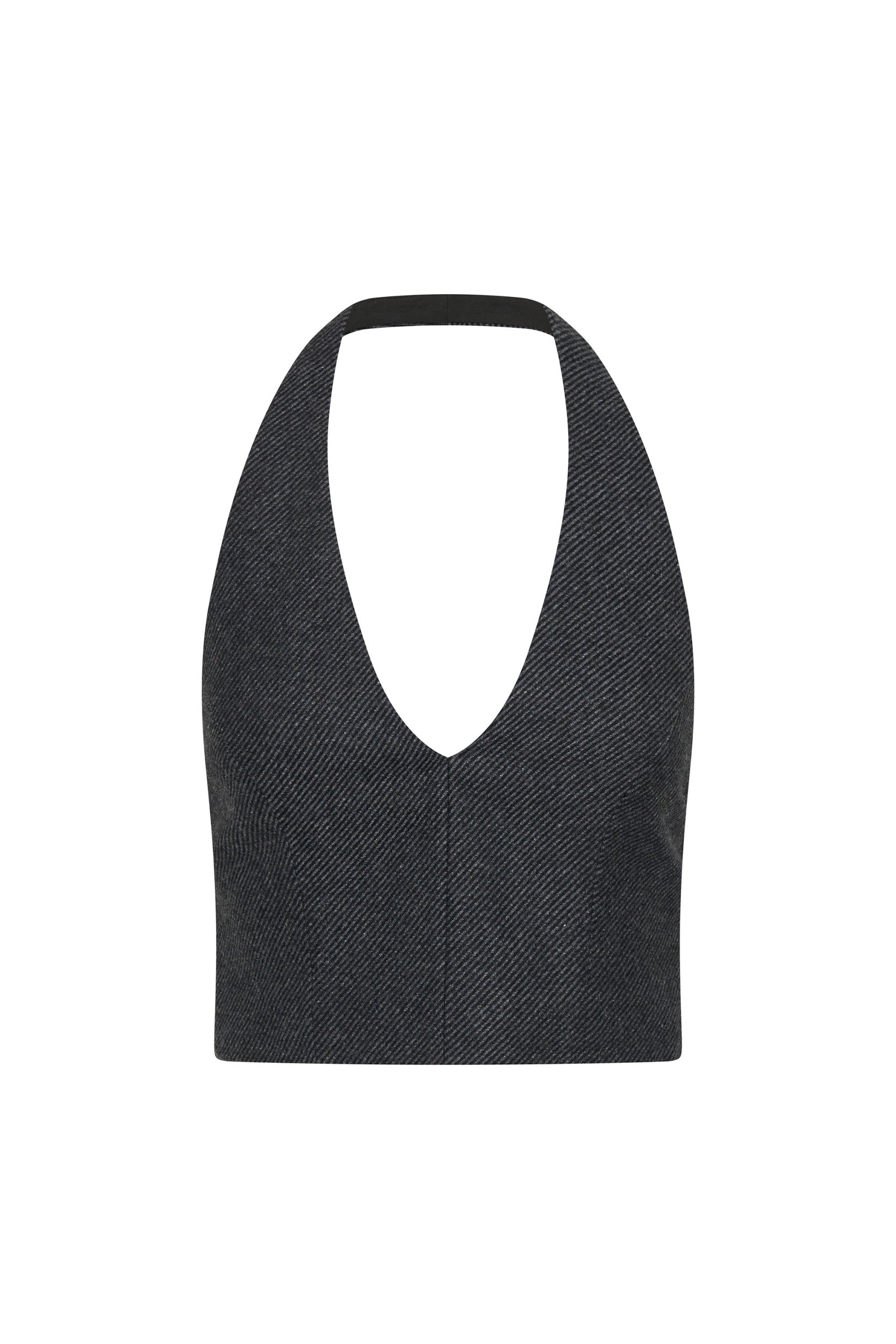 Boston Grey Halter Top - Women's Fashion Stretch Crop Top for Summer, Beach, and Casual Outings