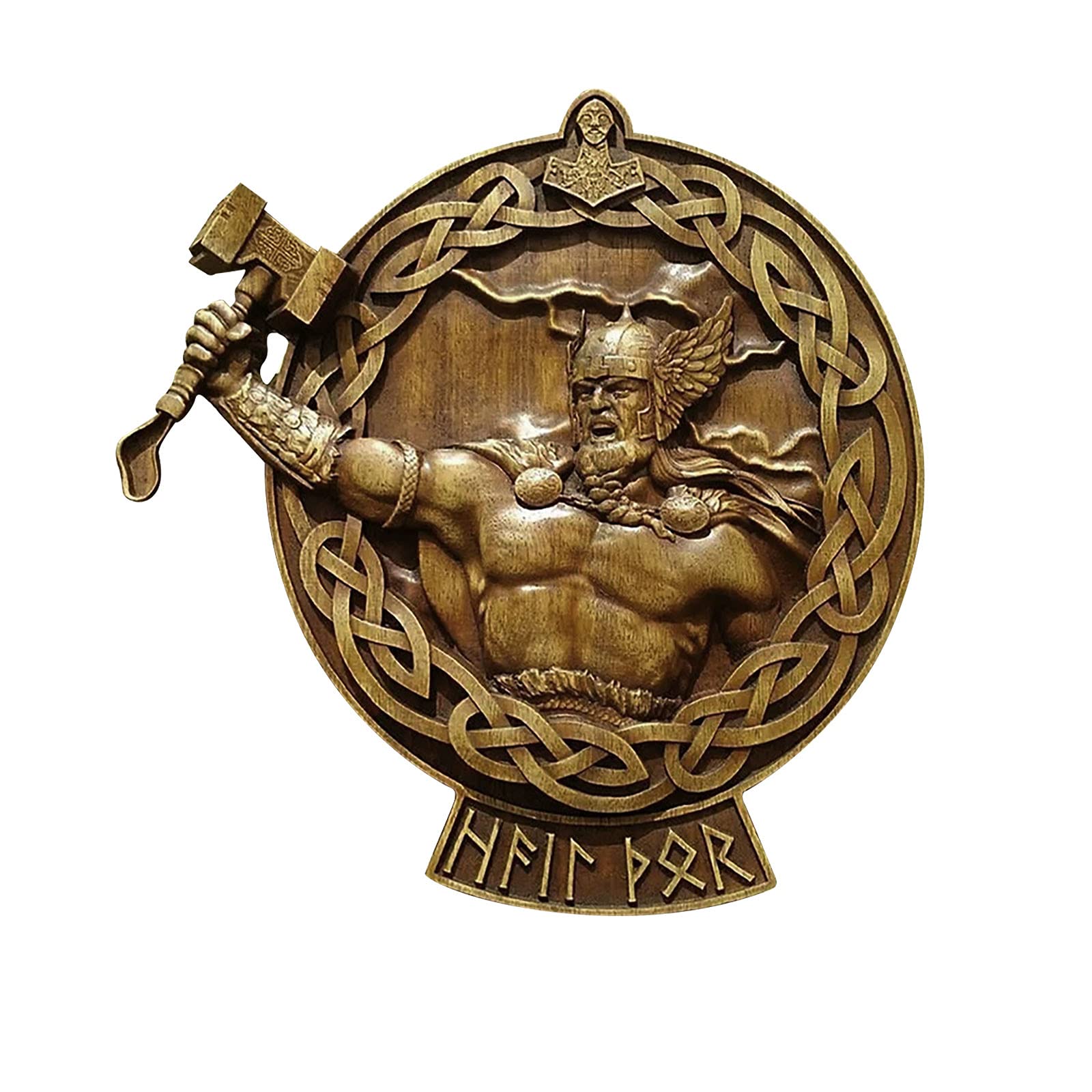 Viking Wall Plaque - Handcrafted Nordic Wooden Wall Decor with Rune Carvings, Norse Mythology Home Decoration, Wooden Wall Hanging for Living Room, Bedroom, or Office (Style B)