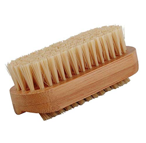 WOIWO Double-sided Bamboo Nail Brush with Pig Bristle - Perfect for Manicures & Pedicures