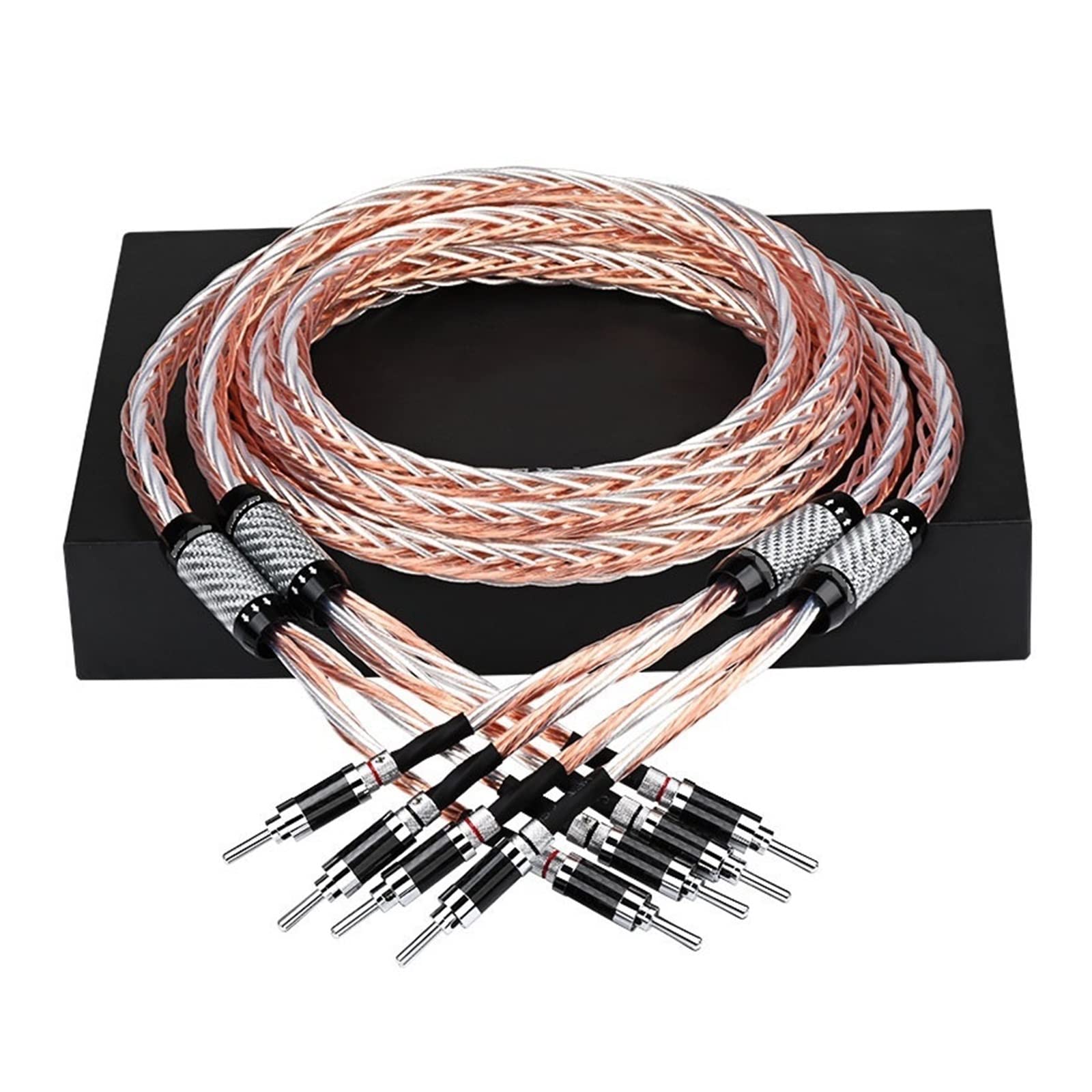 Premium DREEK HiFi OCC & Silver Speaker Cable - 2.5m High-End Audio Cable with Carbon Fiber Banana Plugs for Home Theater & Stereo Systems