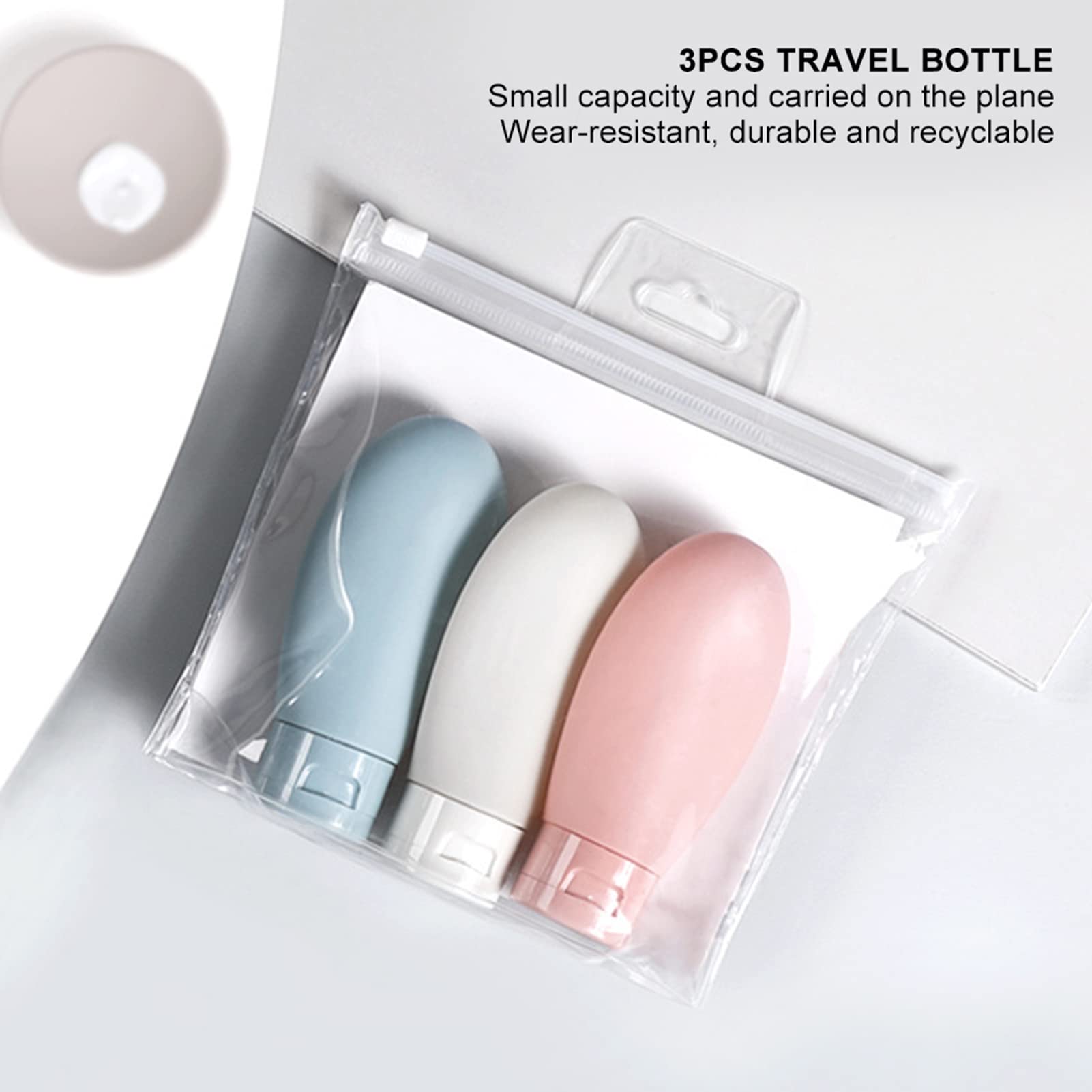 3pcs Silicone Travel Bottles for Shampoo, Shower Gel & Lotion - Leak-Proof Toiletry Containers for Airplane Carry-On | Perfect for Vacation, Gym & Business Trips