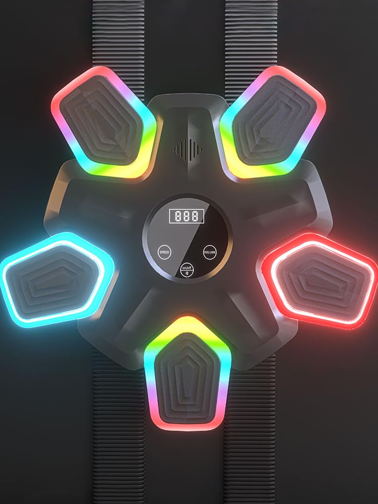 Music Punching Machine with Boxing Gloves - 17 Inch LED Boxing Workout Equipment for Adults & Kids, Wall Mounted Home & Gym Exercise Equipment with Colorful Lights | Perfect for Fitness Training, Stress Relief & Fun Family Activities