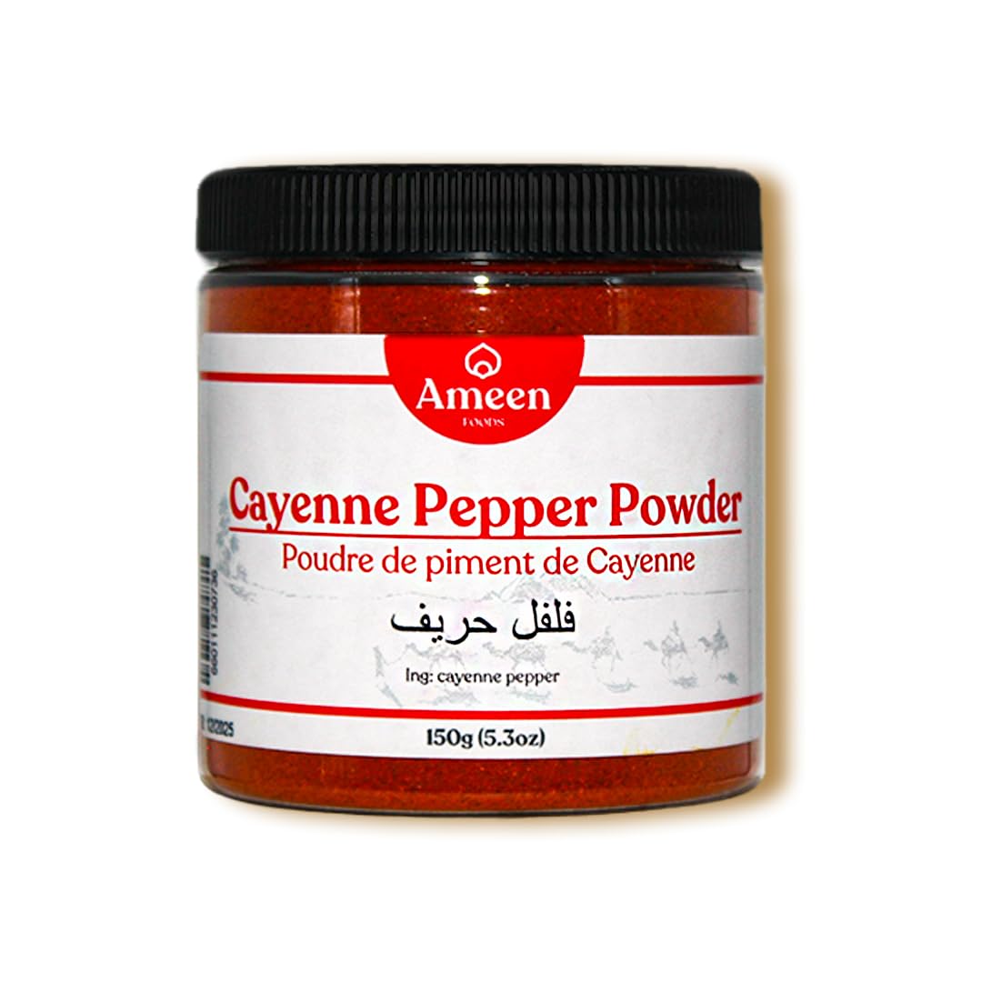 Premium Cayenne Pepper Powder 150g (5.3 oz) - Hot & Flavorful Chili Spice for Cooking, Seasoning, BBQ, Sauces - Ameen Foods Simply Best Spices - Perfect for Mexican, Indian & Cajun Dishes