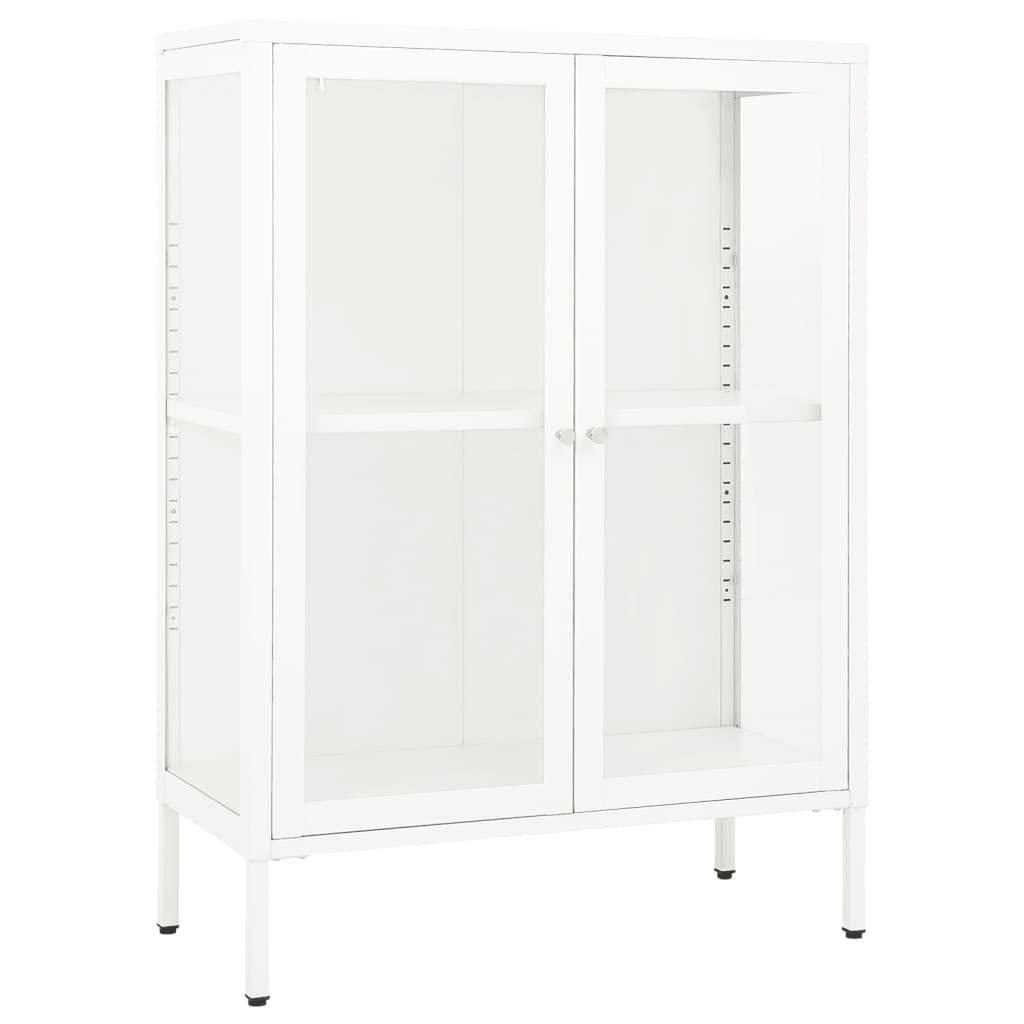 White Kitchen Hutch Cabinet with Glass Doors - 29.5