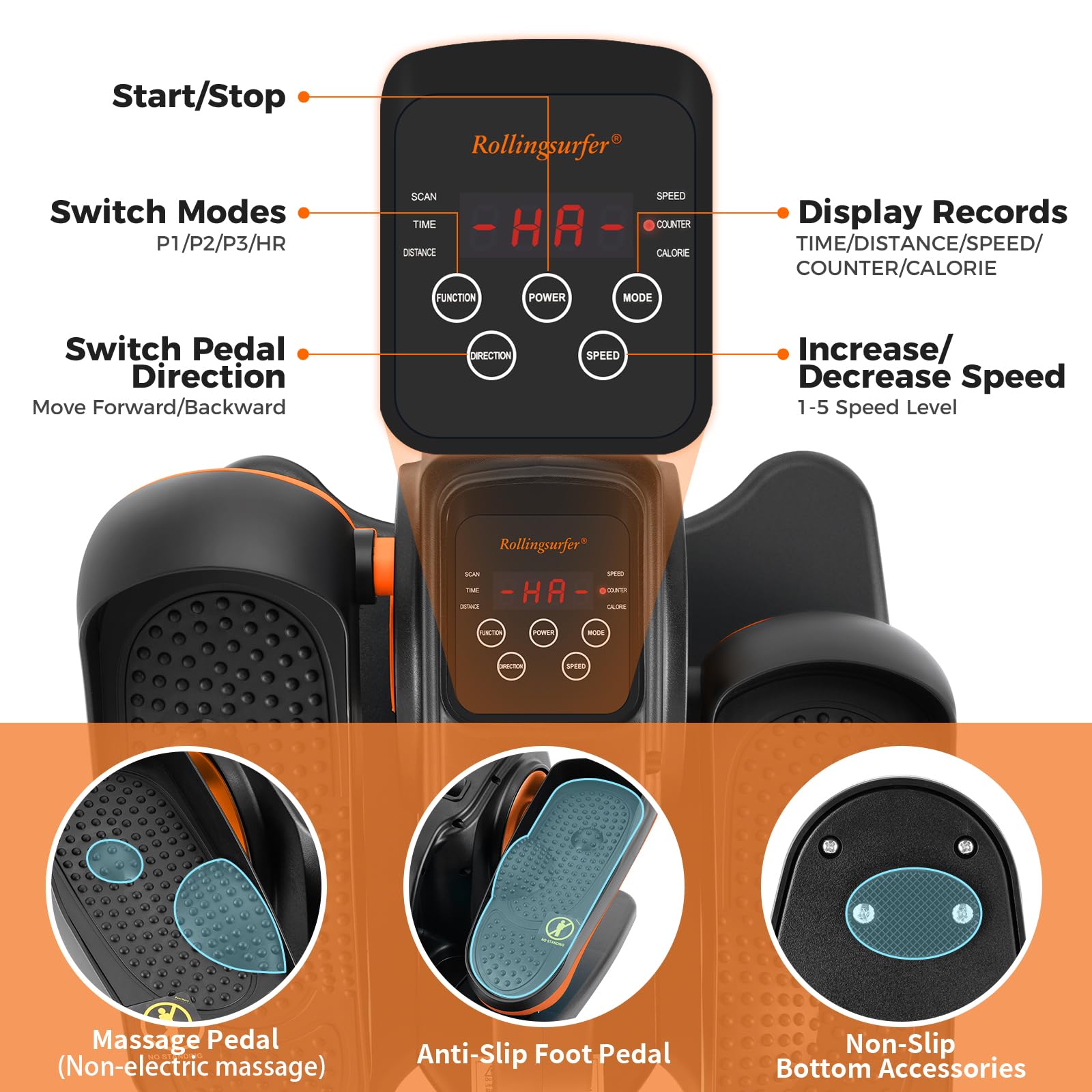 Under Desk Elliptical Machine - Electric Leg Exerciser for Seniors & Adults - Compact Seated Pedal Exerciser with Remote Control - Portable Elliptical Trainer with Non-Slip Pedals - Perfect for Home Office, Physical Therapy & Low-Impact Workouts