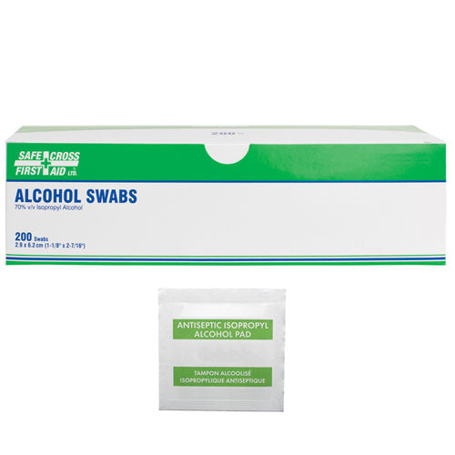 Alcohol Antiseptic Swabs - 200 Count Box | Sterile Wipes for First Aid, Medical & Travel Use