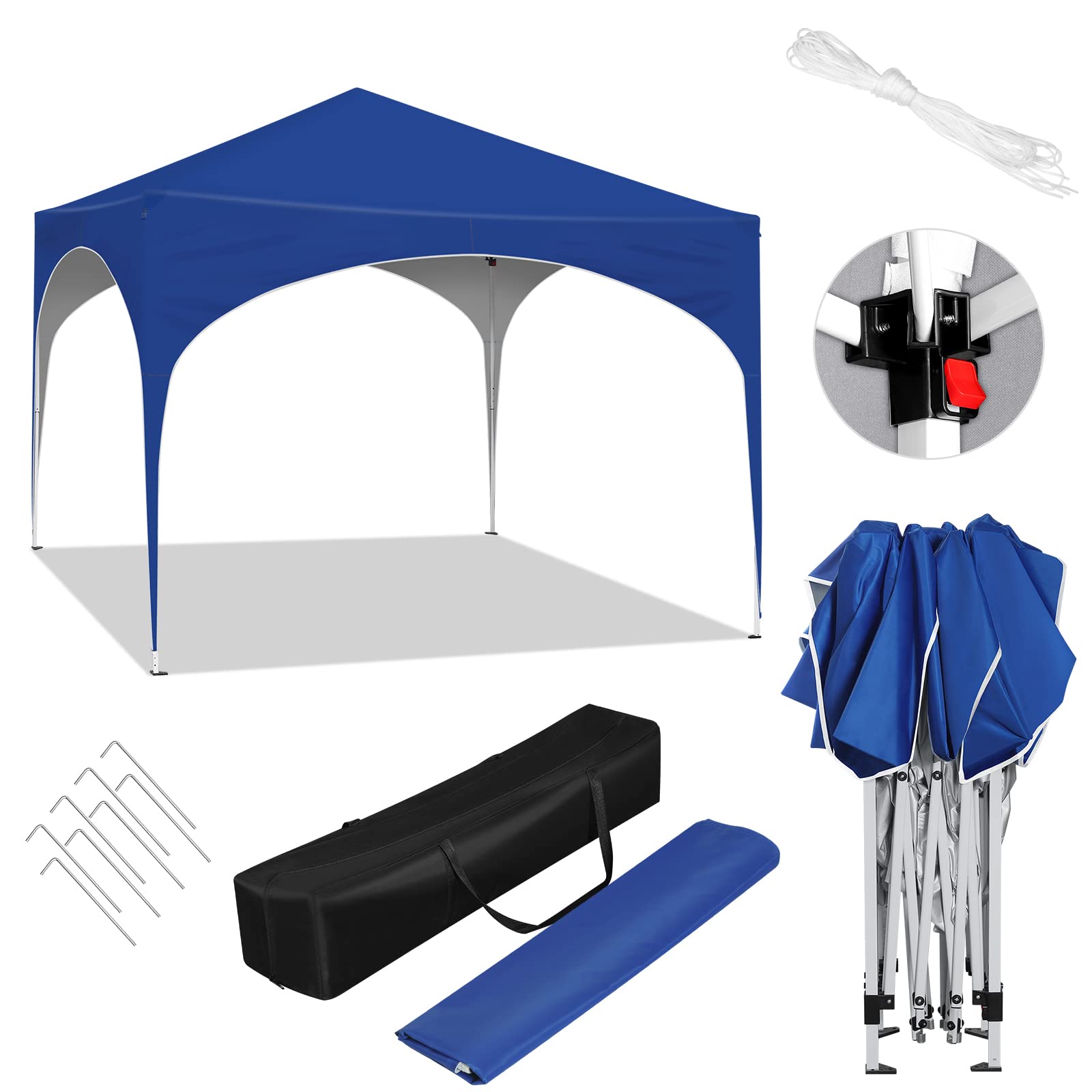 WOLTU 3x3m Pop Up Waterproof Gazebo for Garden, Adjustable Height with Side Panels, UV Protection & Carry Bag - Blue | Perfect for Outdoor Patio, Backyard, Picnic, and Camping Shelter