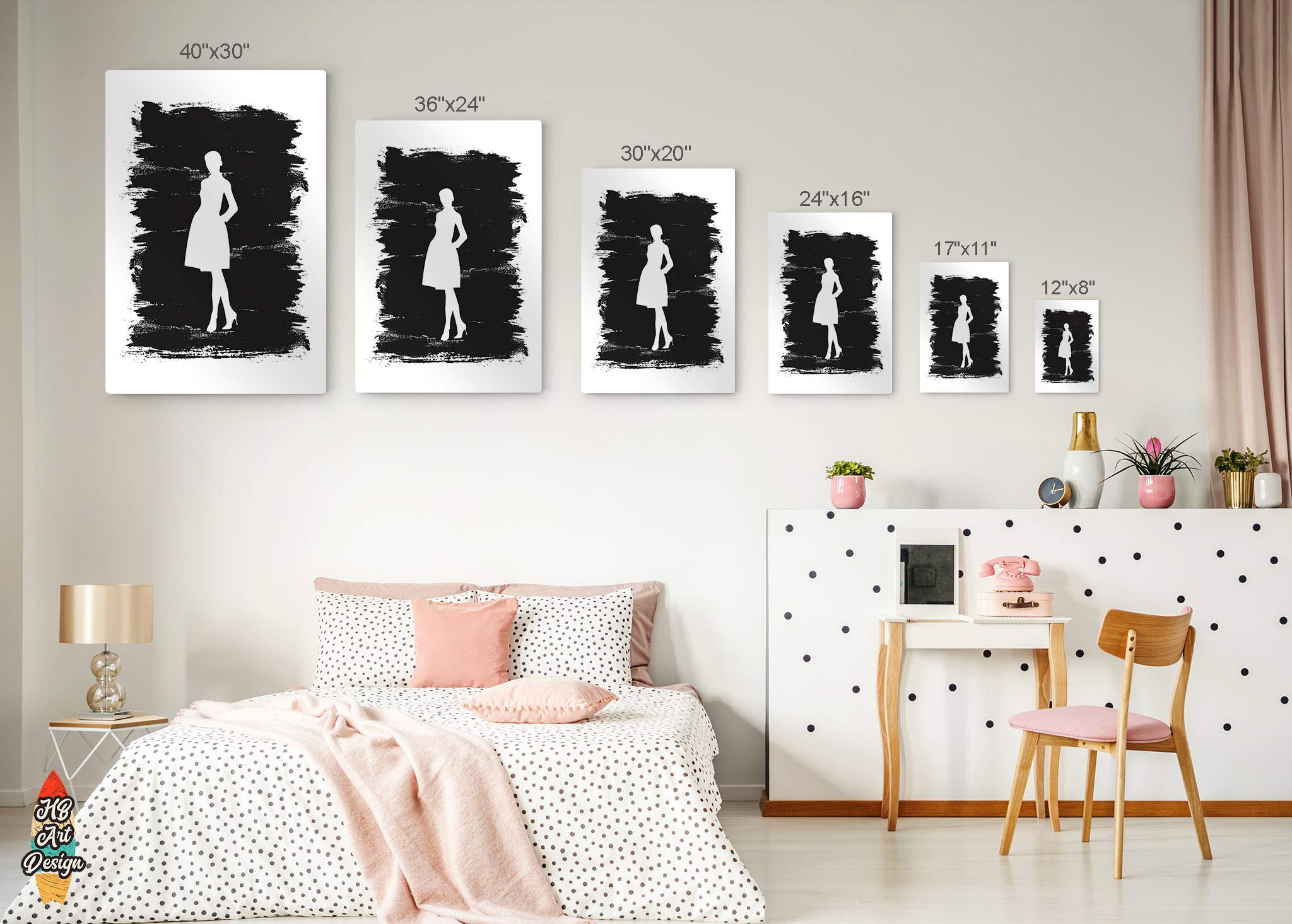 Modern Black & White High Heels Silhouette Painting - Fashion Metal Wall Art Print for Women | Glam Decor for Office, Dorm, Bathroom, Living Room & Bedroom | Ready to Hang 40x30 Inches | Perfect Gift for Fashion Lovers & Home Decor Enthusiasts