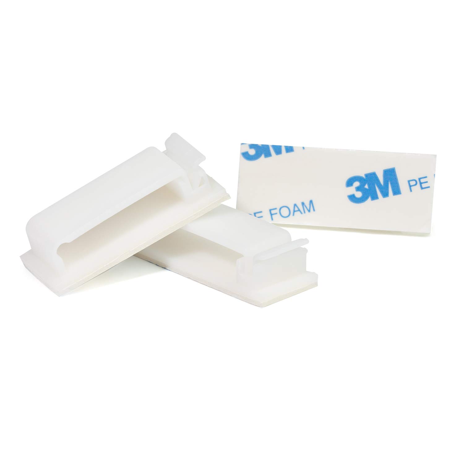 3M Adhesive Cable Clips - 50 Pack White Multipurpose Wire Clamps for Home & Office Cable Management, Cord Organization - Includes 10 Reusable Cable Ties - Perfect for Desk, TV, Computer & Router Wire Runs