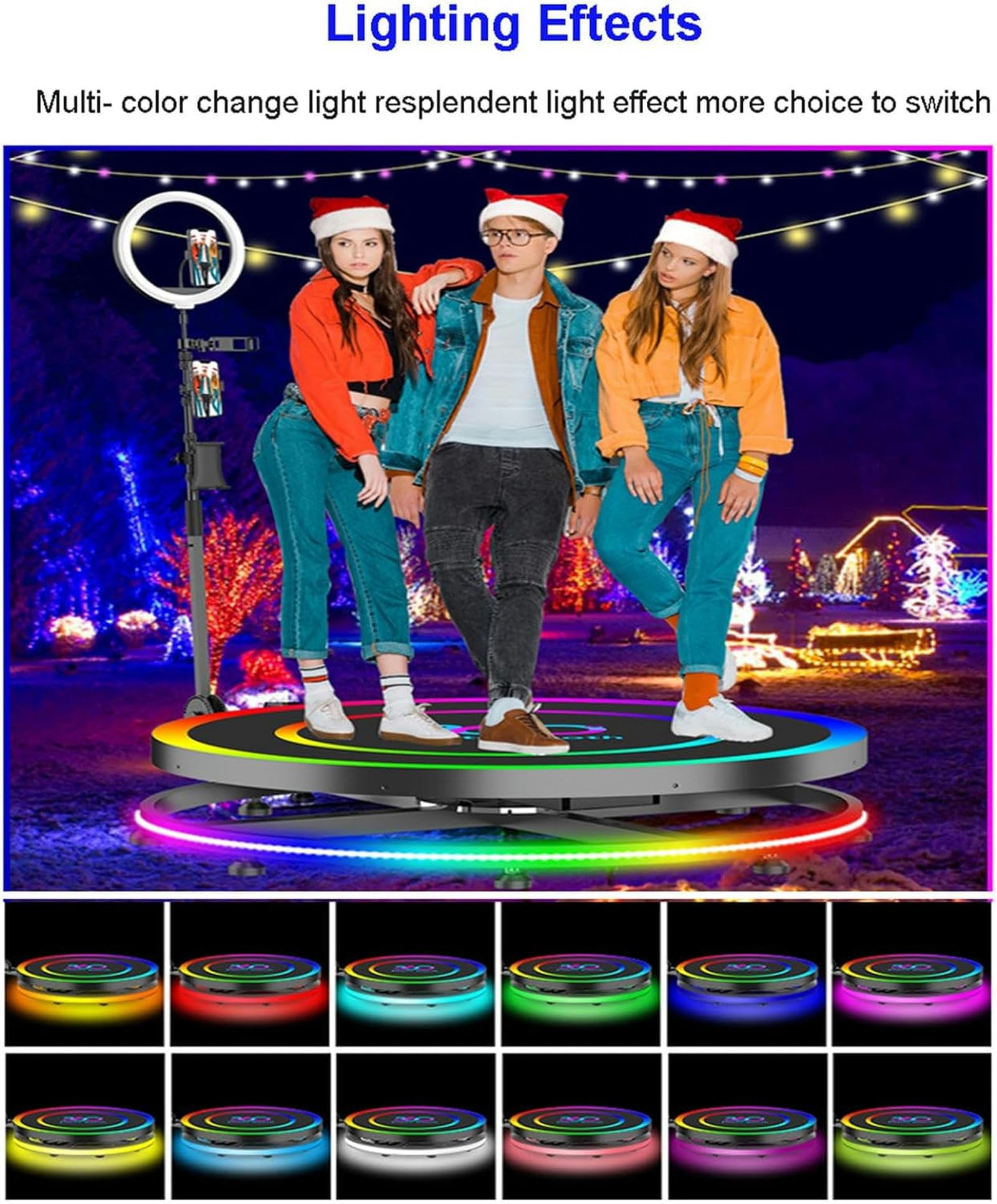 360 Photo Booth with Ring Light & Flight Case - Smart Remote & APP Control, Auto Slow Motion for Parties, Weddings, Events - Perfect for Social Media Content Creation & Viral Marketing