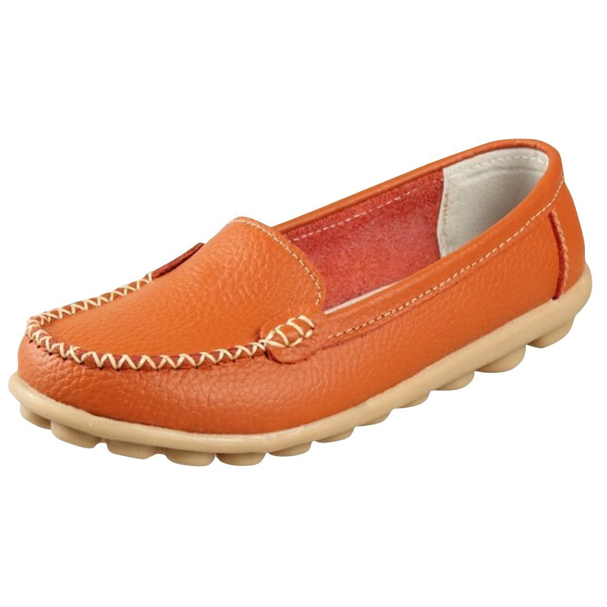 MayBest Women's Comfortable Work Flat Shoes - Stylish Slip-On Moccasin Loafers & Flats Pumps - Orange Size 6 B (M) US - Perfect for Office, Business Casual & Everyday Wear