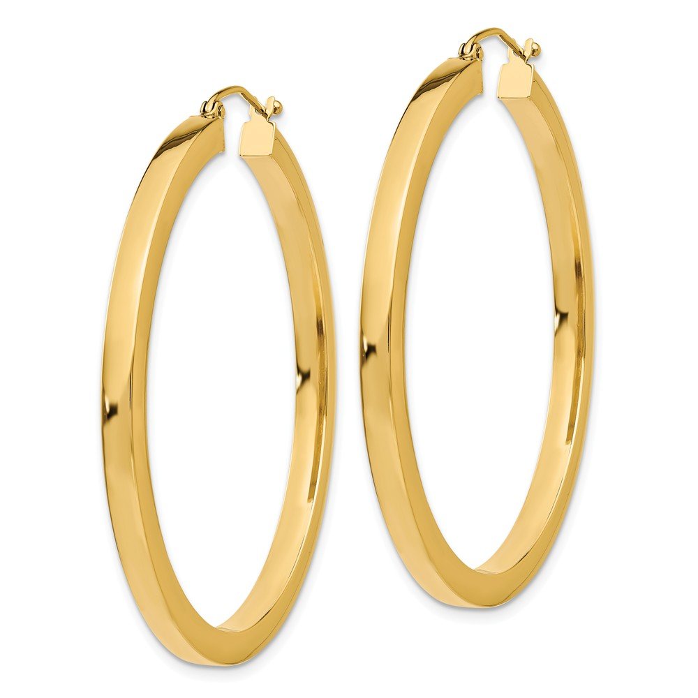 14K Yellow Gold 3mm Polished Square Hoop Earrings for Women - Hypoallergenic Luxury Jewelry - Perfect for Everyday Wear, Parties & Special Occasions