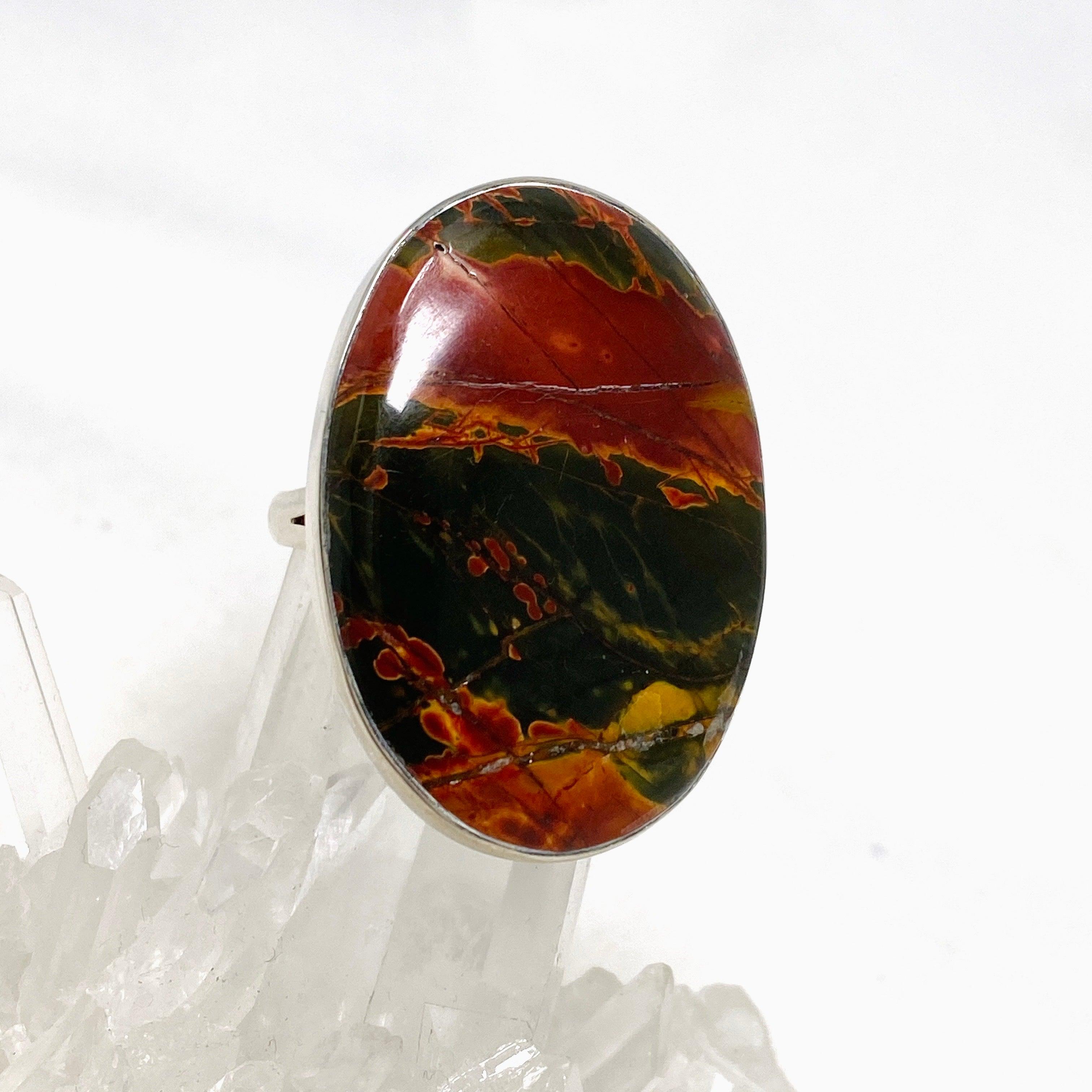 Natural Cherry Creek Jasper Oval Ring - Size 11 Sterling Silver Jewelry KRGJ1604 | Boho Chic Accessories for Women, Gift for Her, Everyday Wear & Special Occasions